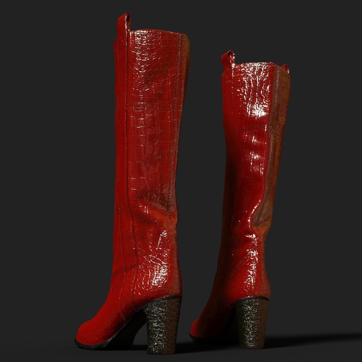 4 Realistic Boots PBR two snake skin Low-poly 3D model_8