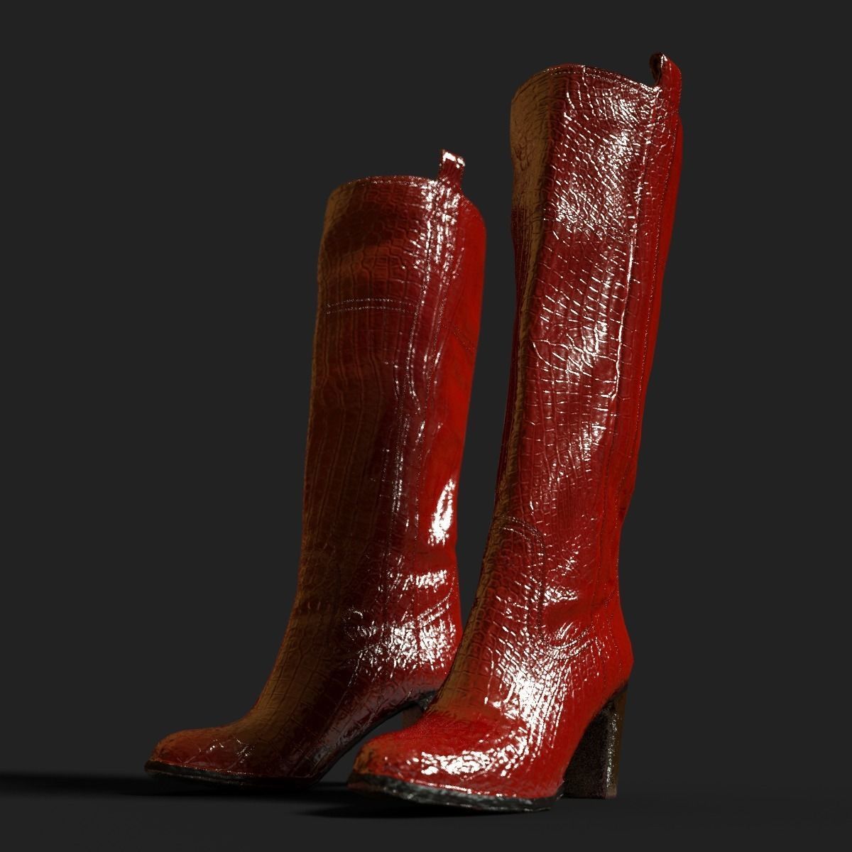 4 Realistic Boots PBR two snake skin Low-poly 3D model_4
