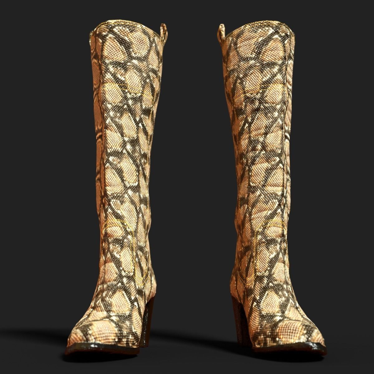 4 Realistic Boots PBR two snake skin Low-poly 3D model_12