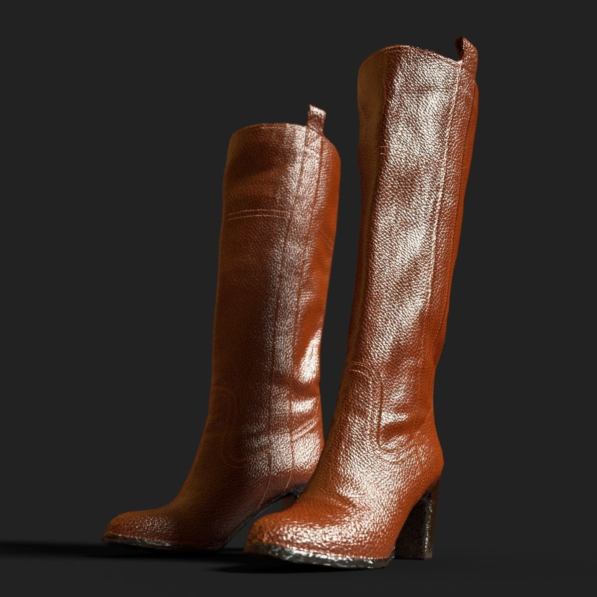 4 Realistic Boots PBR two snake skin Low-poly 3D model_1
