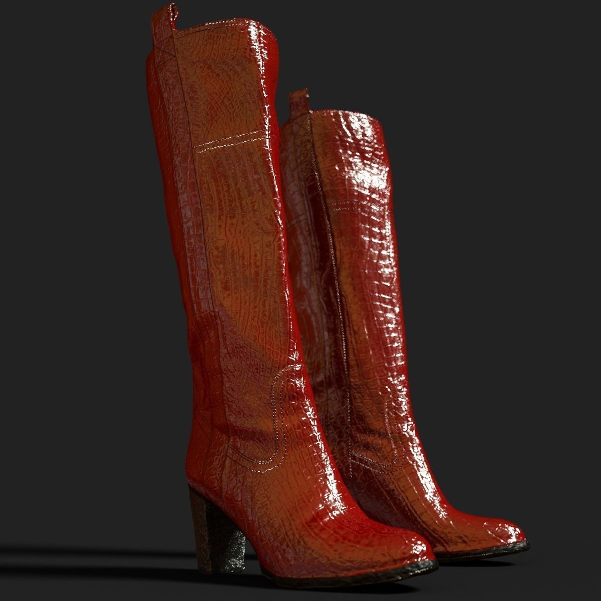 4 Realistic Boots PBR two snake skin Low-poly 3D model_5