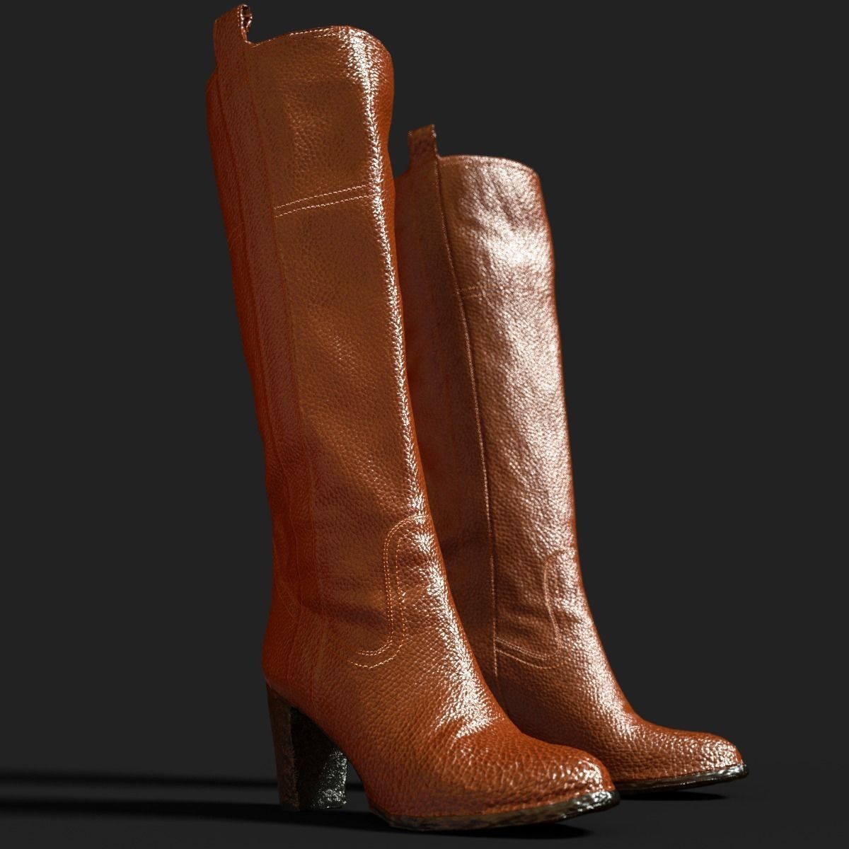 4 Realistic Boots PBR two snake skin Low-poly 3D model_7