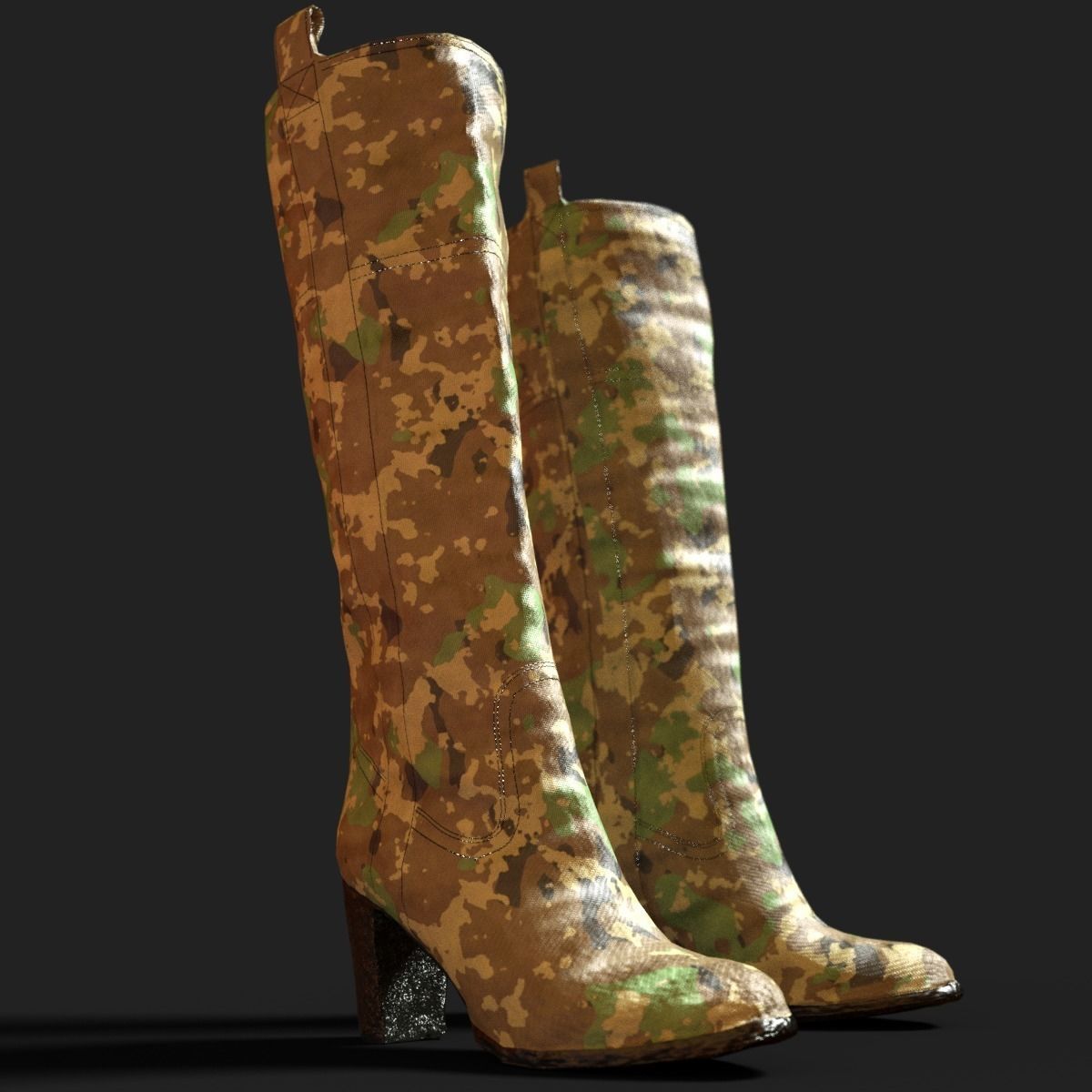 4 Realistic Boots PBR two snake skin Low-poly 3D model_6