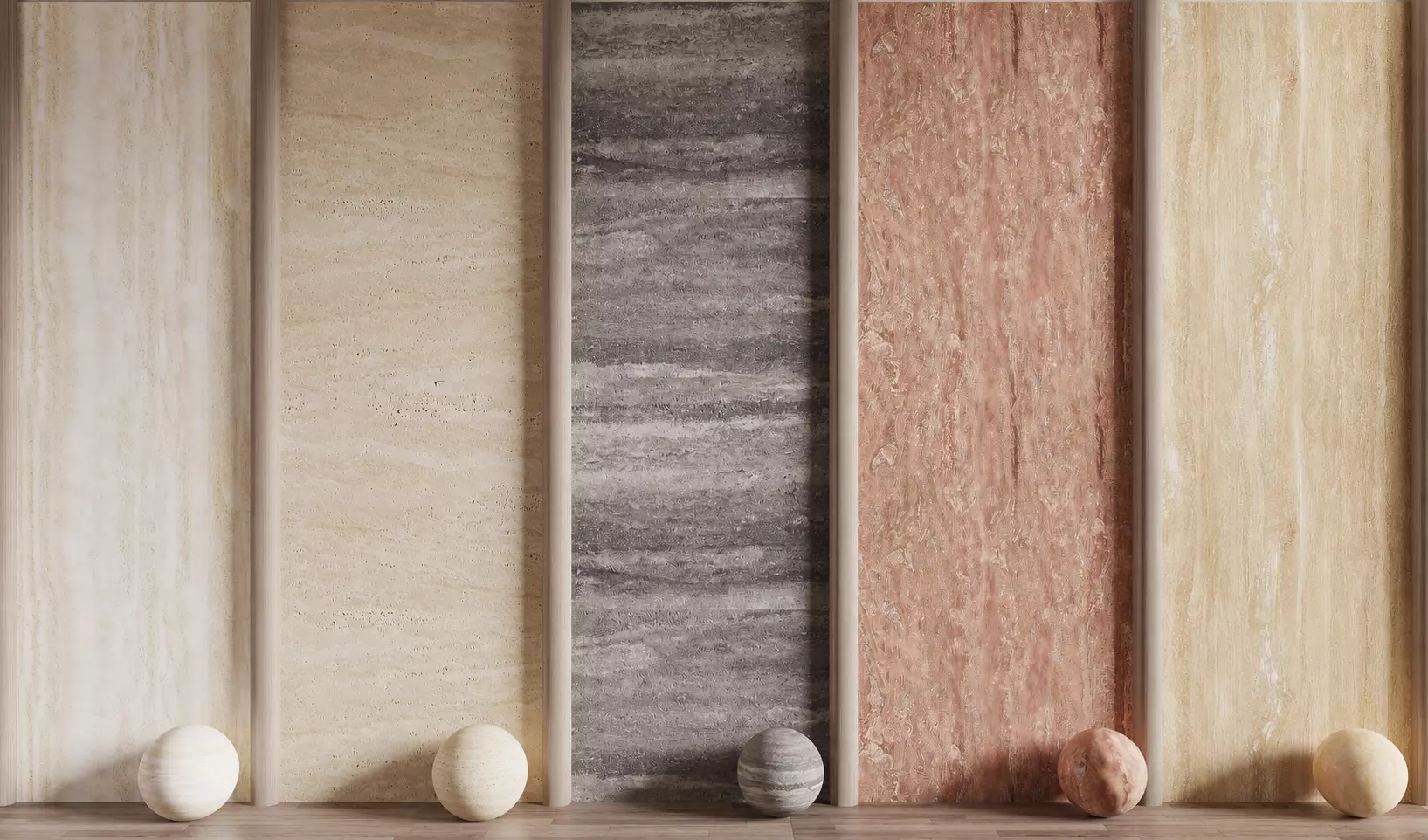 Travertine Stone Wall Panel Collection 3D model