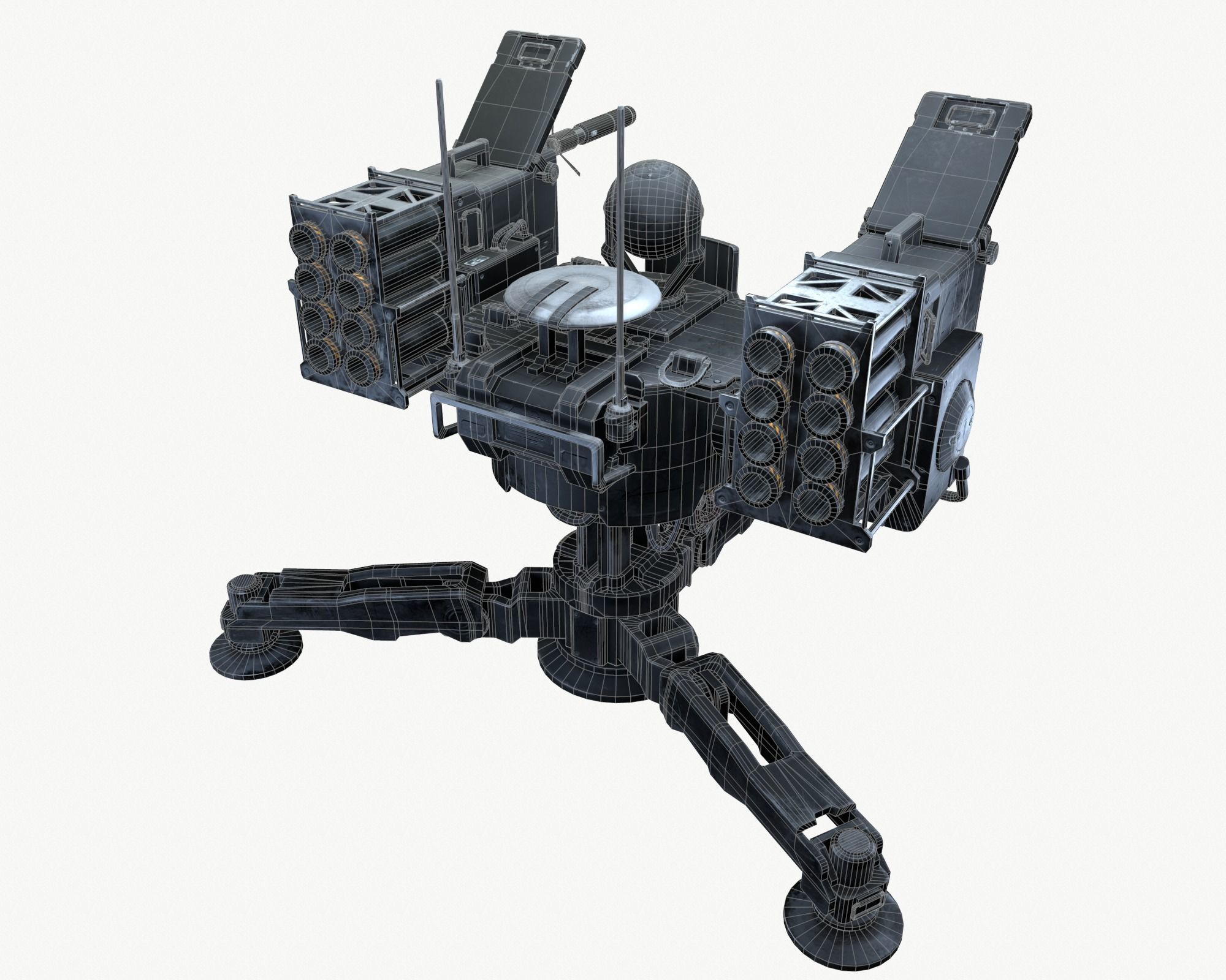 Missile Turret Game Ready PBR Textures Low-poly 3D model_15