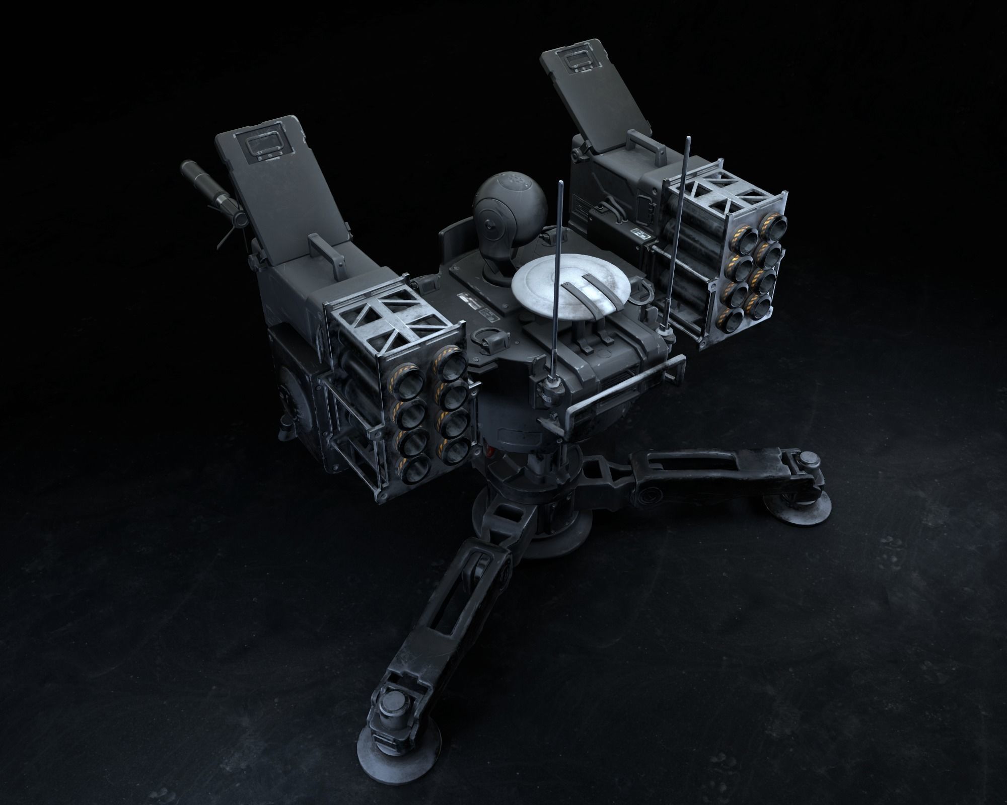 Missile Turret Game Ready PBR Textures Low-poly 3D model_10