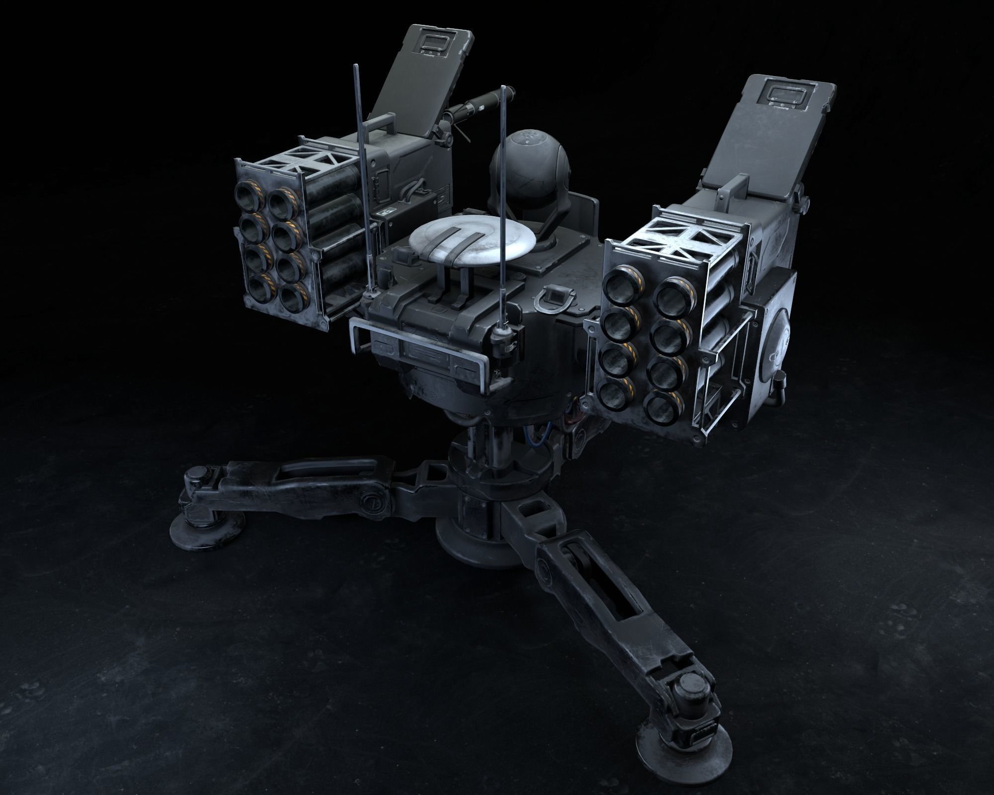 Missile Turret Game Ready PBR Textures Low-poly 3D model_16
