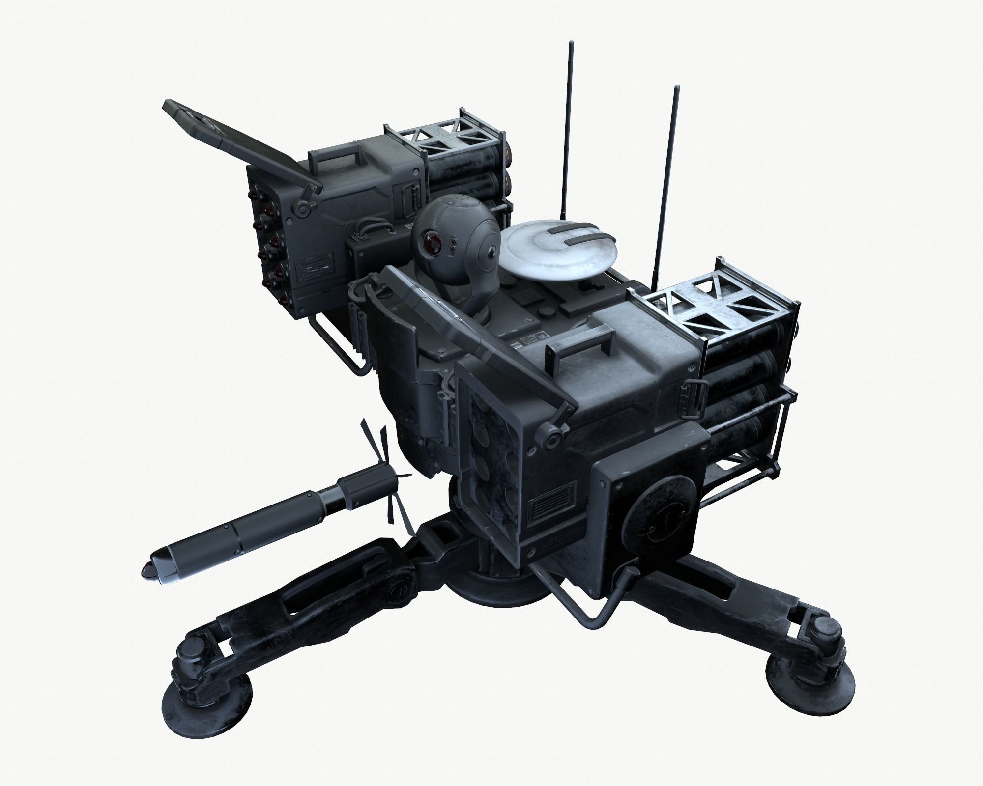 Missile Turret Game Ready PBR Textures Low-poly 3D model_2
