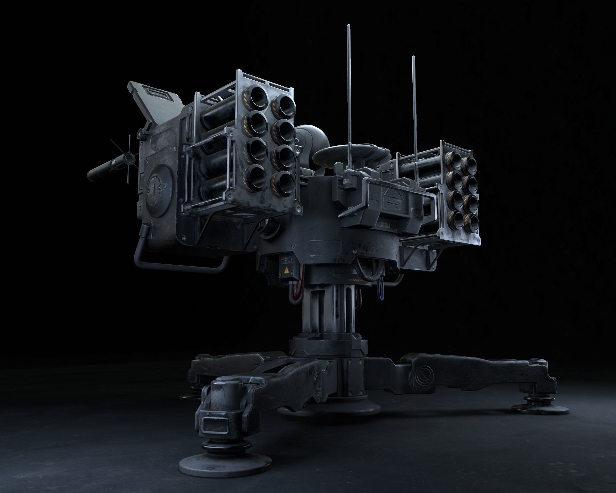 Missile Turret Game Ready PBR Textures Low-poly 3D model_13