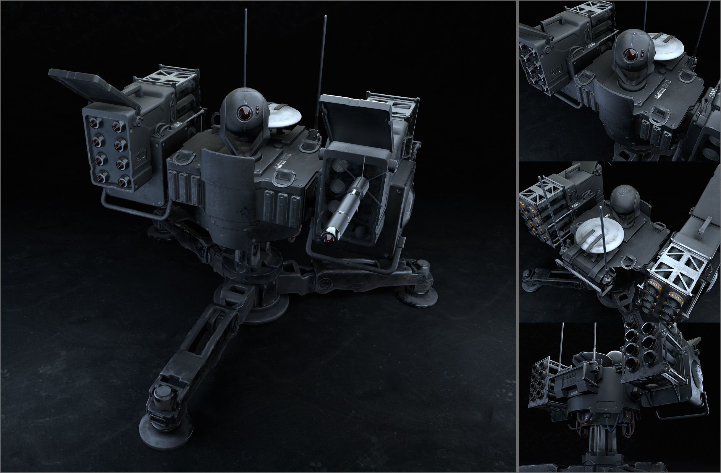Missile Turret Game Ready PBR Textures Low-poly 3D model_1