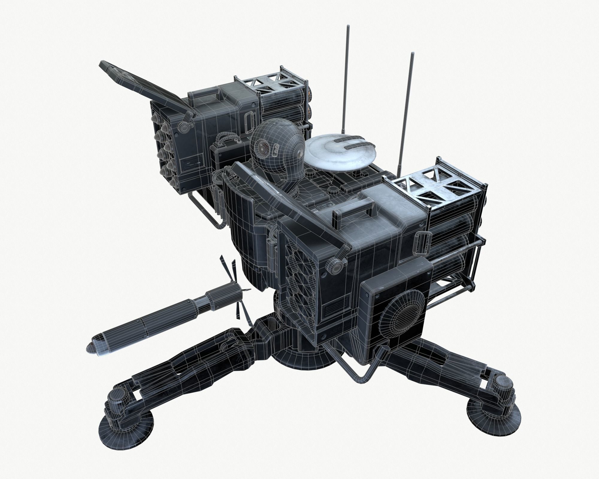 Missile Turret Game Ready PBR Textures Low-poly 3D model_3
