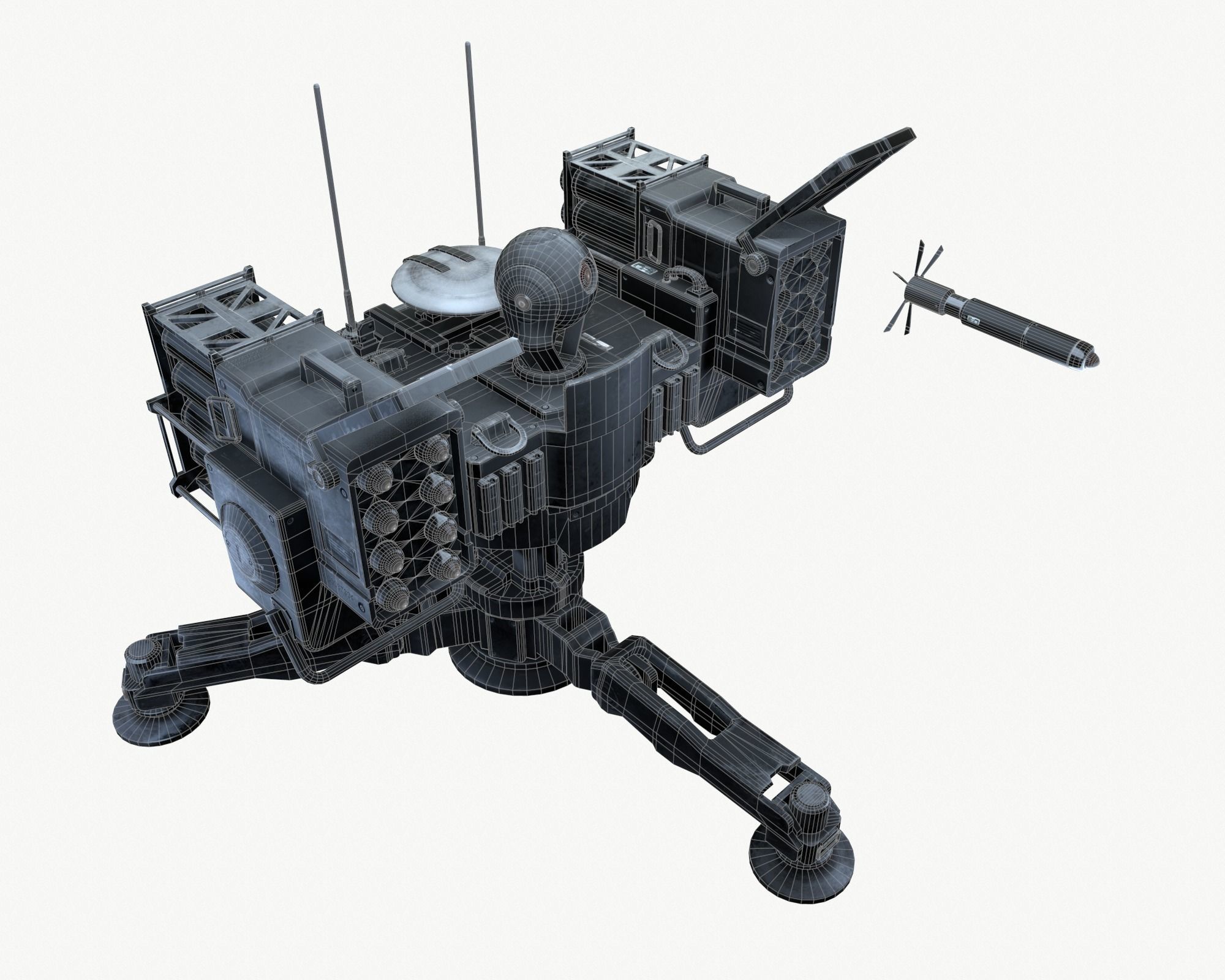 Missile Turret Game Ready PBR Textures Low-poly 3D model_18
