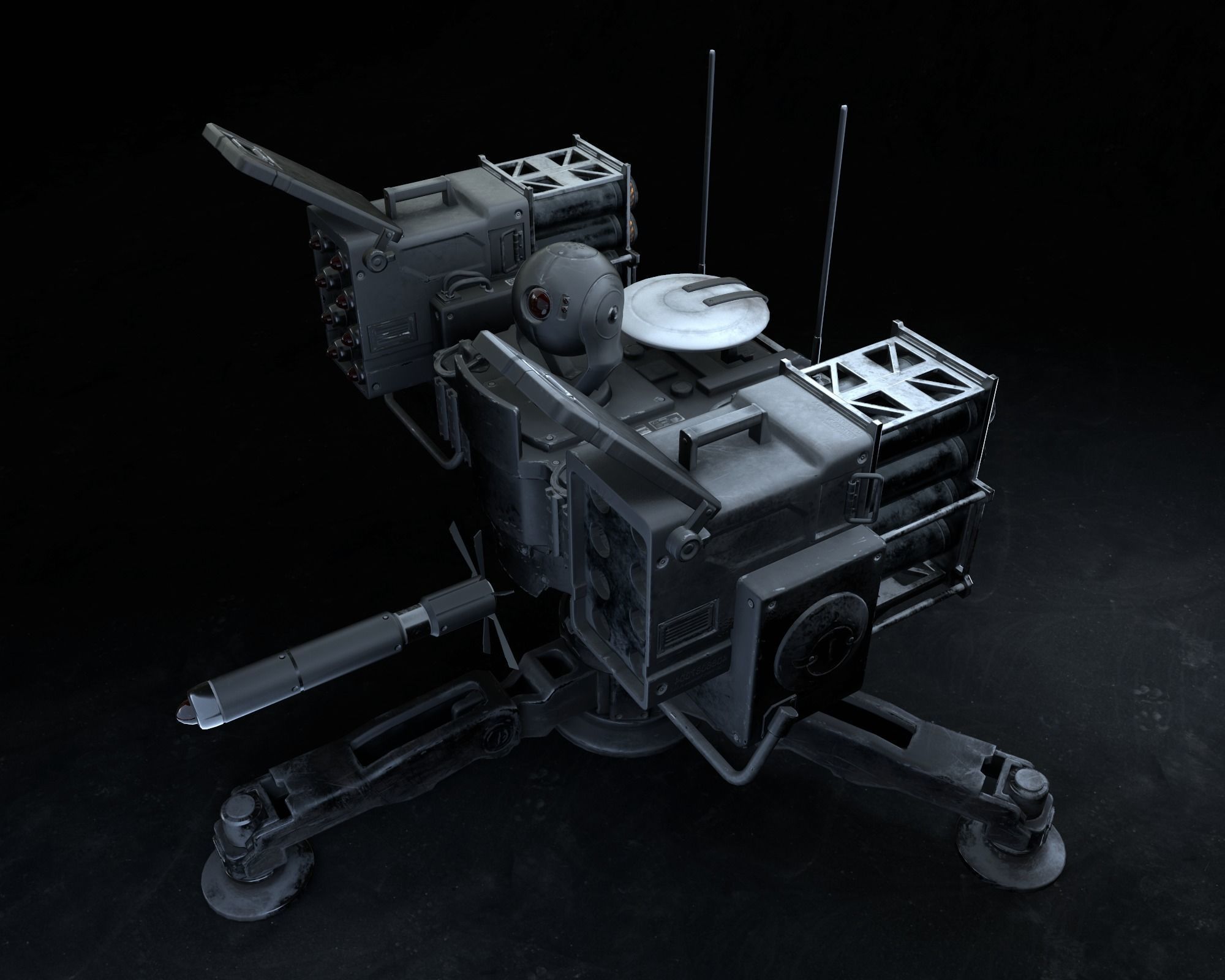 Missile Turret Game Ready PBR Textures Low-poly 3D model_4