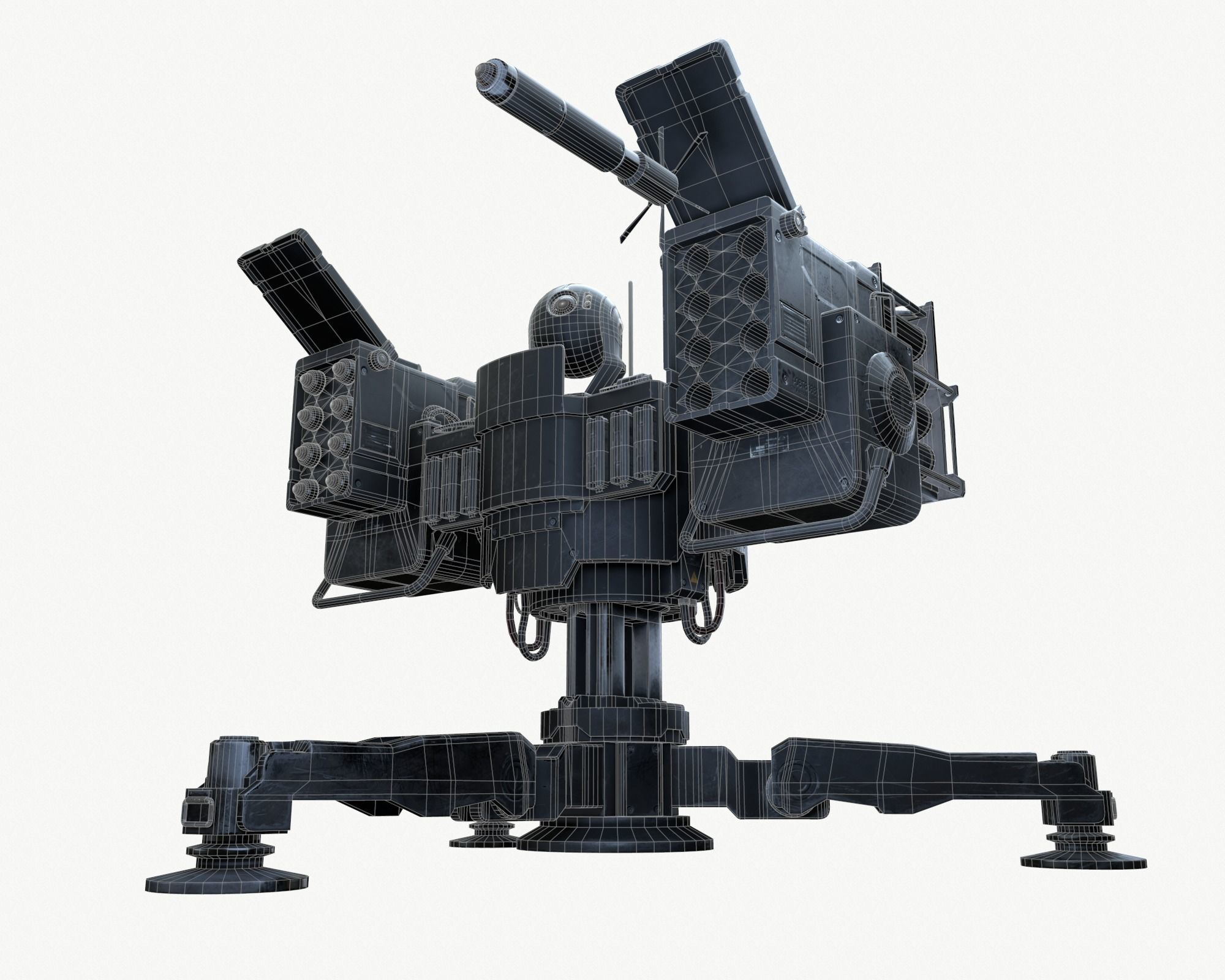 Missile Turret Game Ready PBR Textures Low-poly 3D model_6