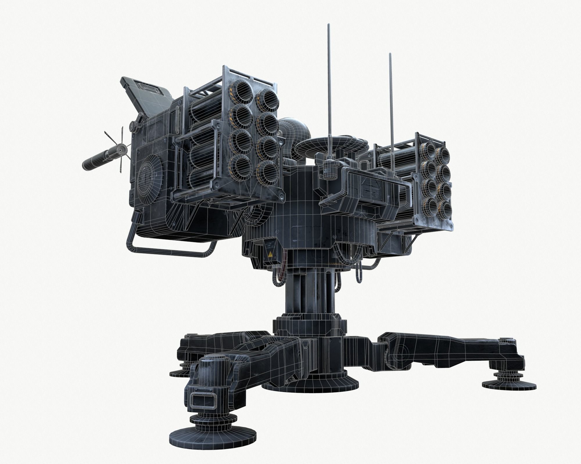 Missile Turret Game Ready PBR Textures Low-poly 3D model_12