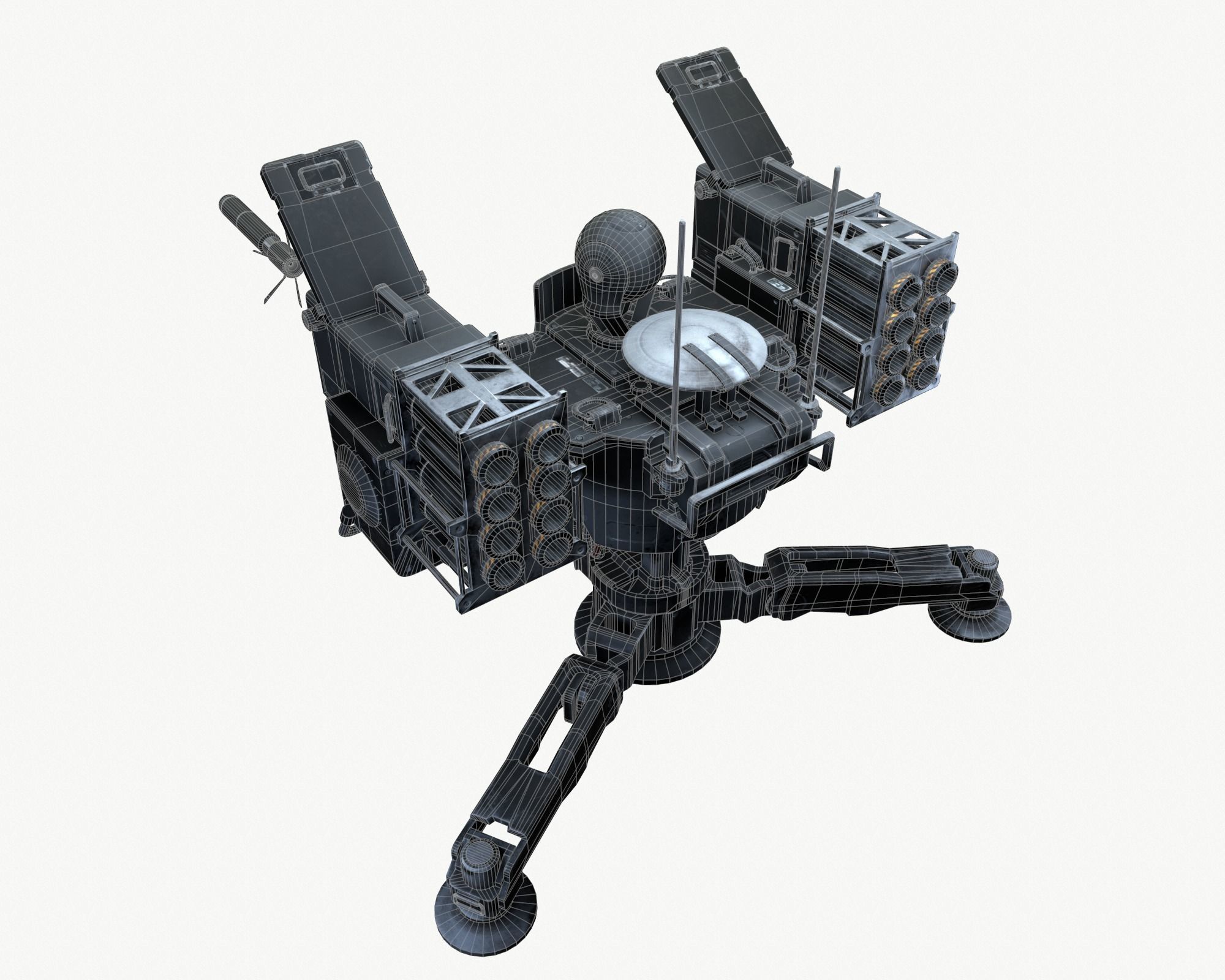Missile Turret Game Ready PBR Textures Low-poly 3D model_9