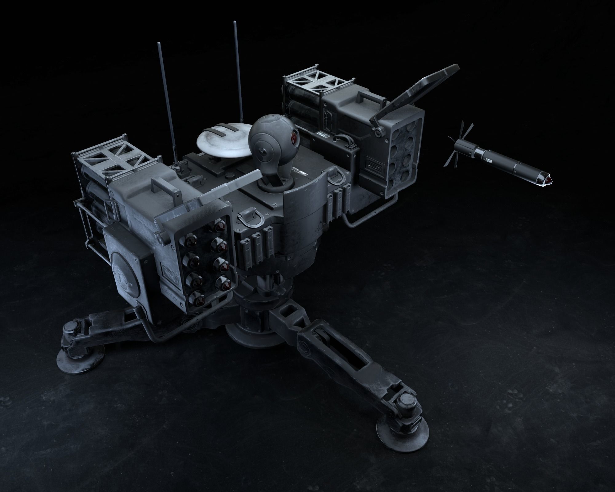 Missile Turret Game Ready PBR Textures Low-poly 3D model_19