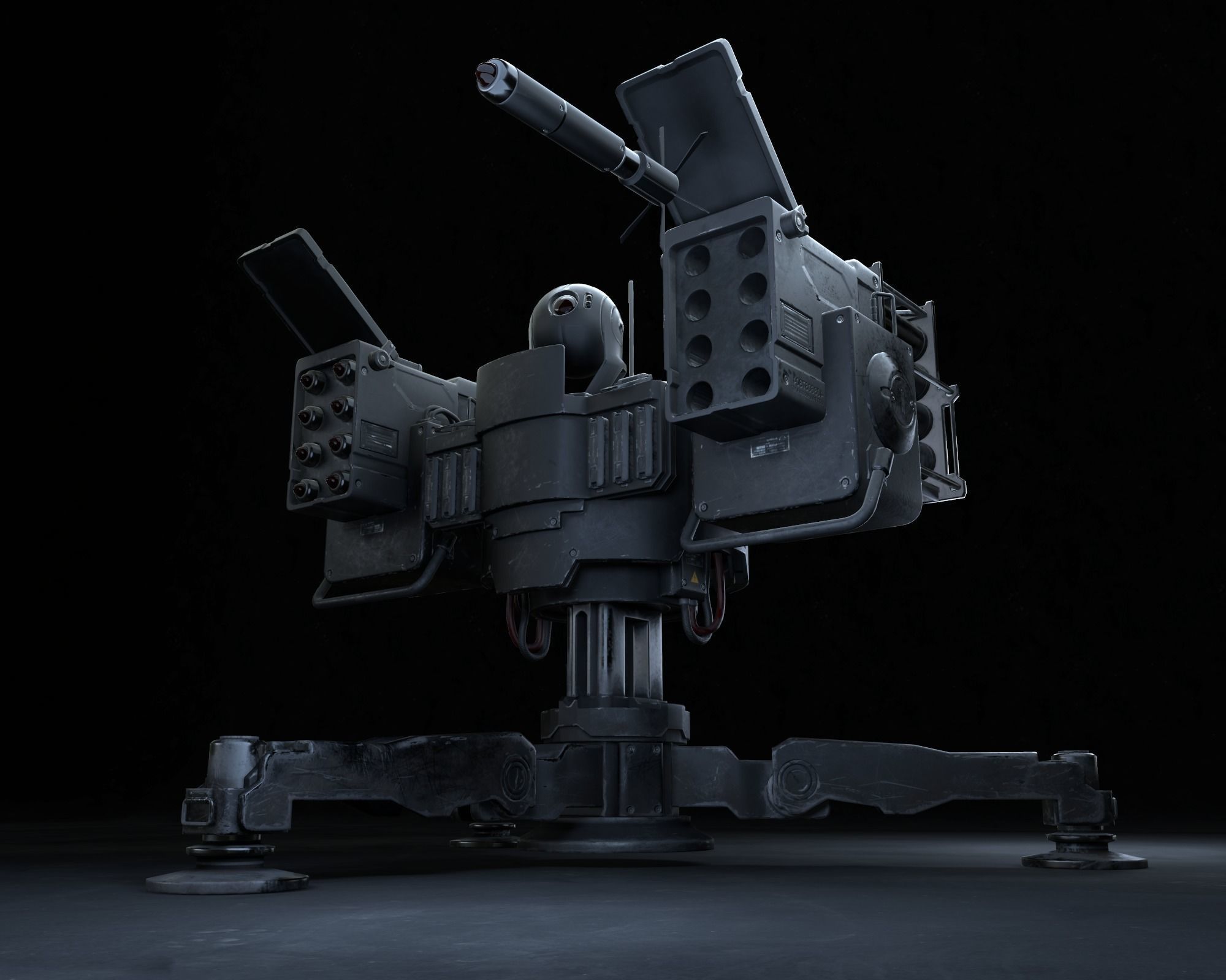 Missile Turret Game Ready PBR Textures Low-poly 3D model_7
