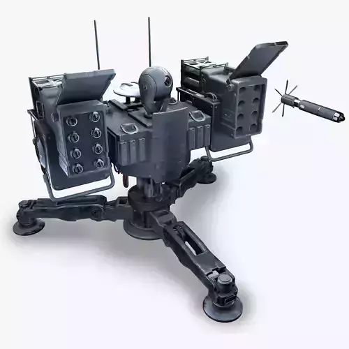 Missile Turret Game Ready PBR Textures Low-poly 3D model