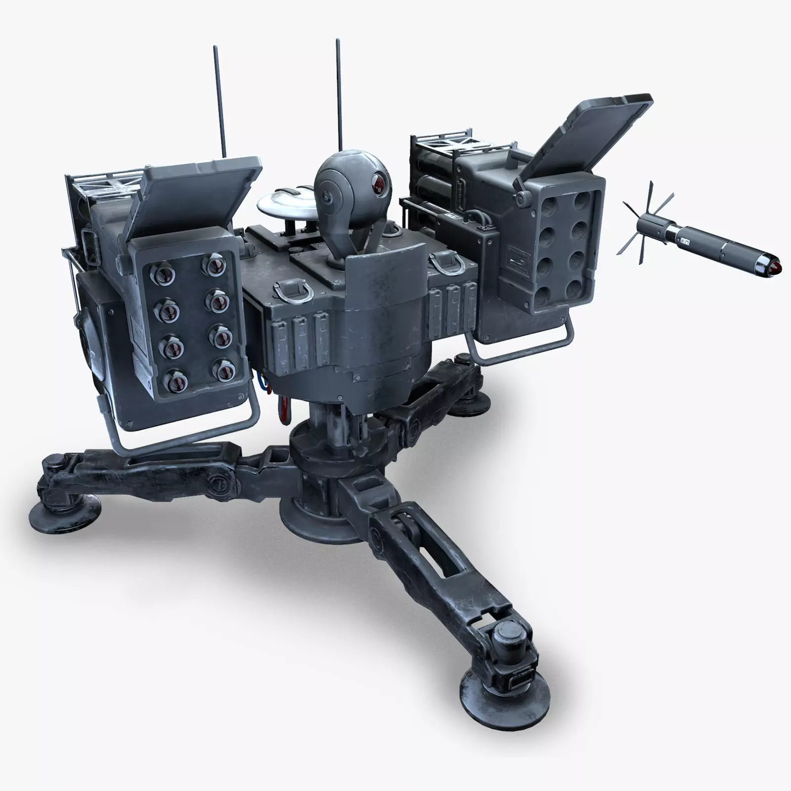 Missile Turret Game Ready PBR Textures Low-poly 3D model_0