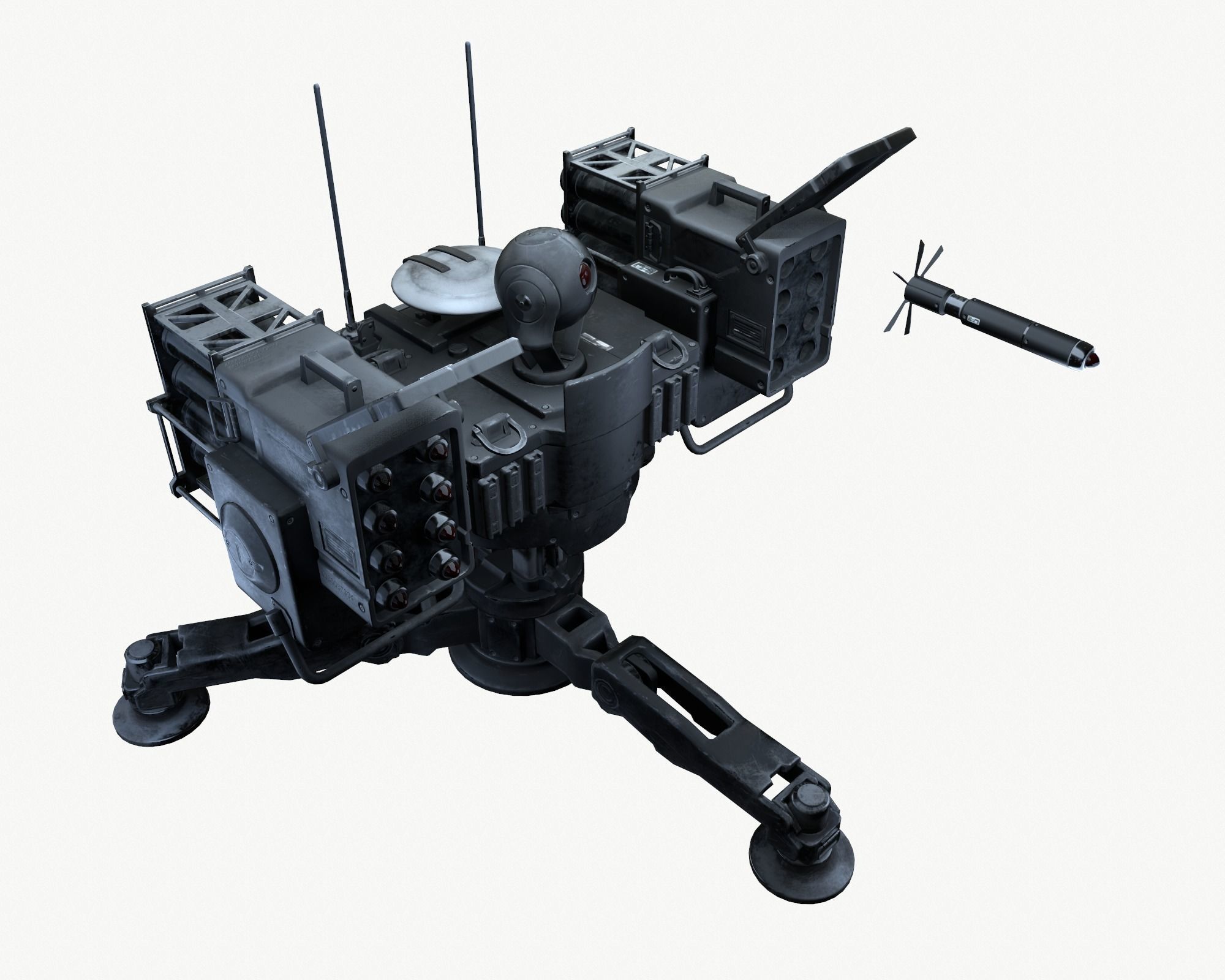 Missile Turret Game Ready PBR Textures Low-poly 3D model_17