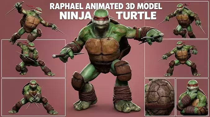 Raphael Animated 3D Model Ninja Turtle 