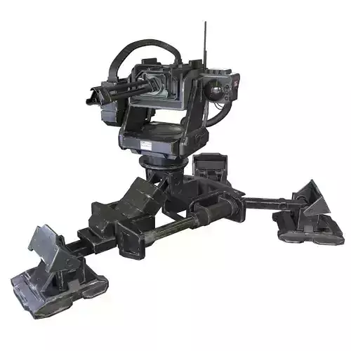 Turret Sentry Game Ready PBR Textures Low-poly 3D model