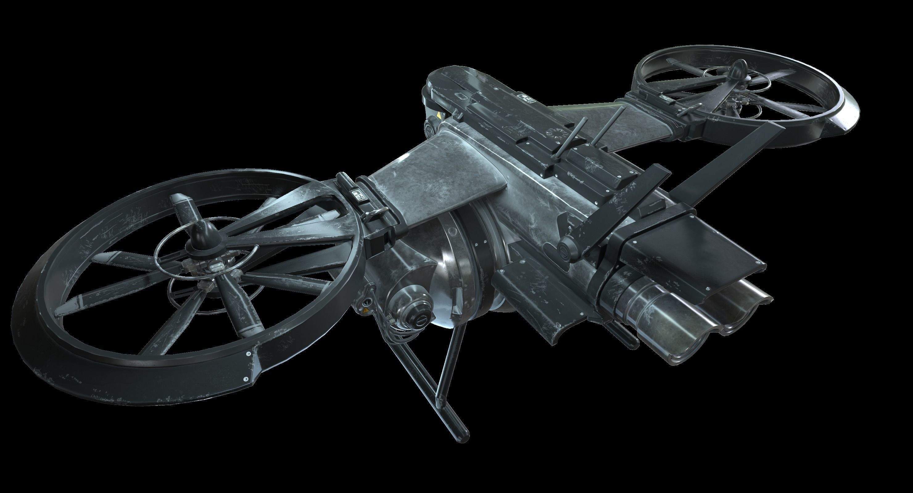 Drone Sci Fi Game Ready PBR Textures Low-poly 3D model_14