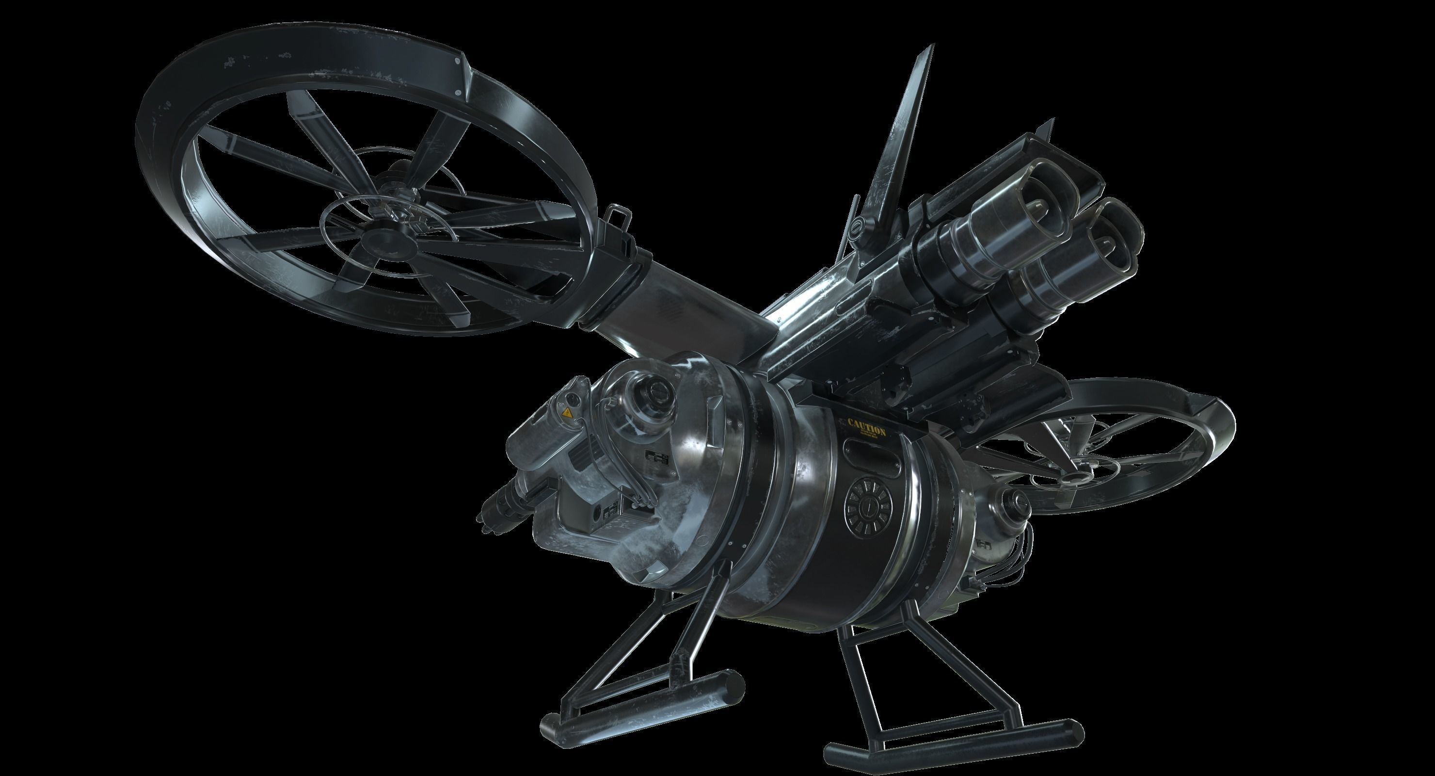 Drone Sci Fi Game Ready PBR Textures Low-poly 3D model_19