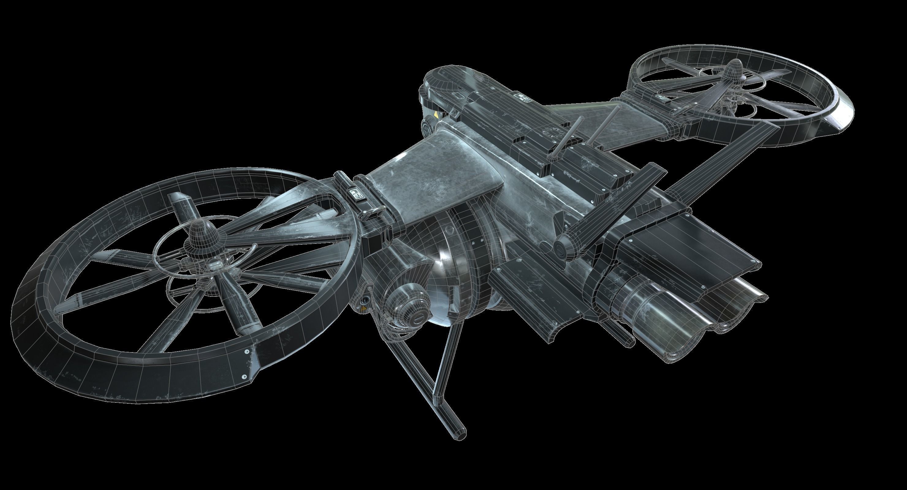 Drone Sci Fi Game Ready PBR Textures Low-poly 3D model_15