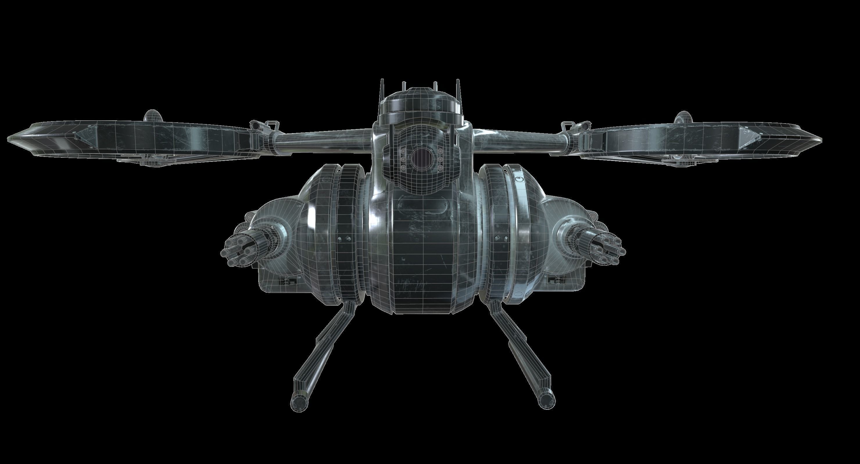 Drone Sci Fi Game Ready PBR Textures Low-poly 3D model_11