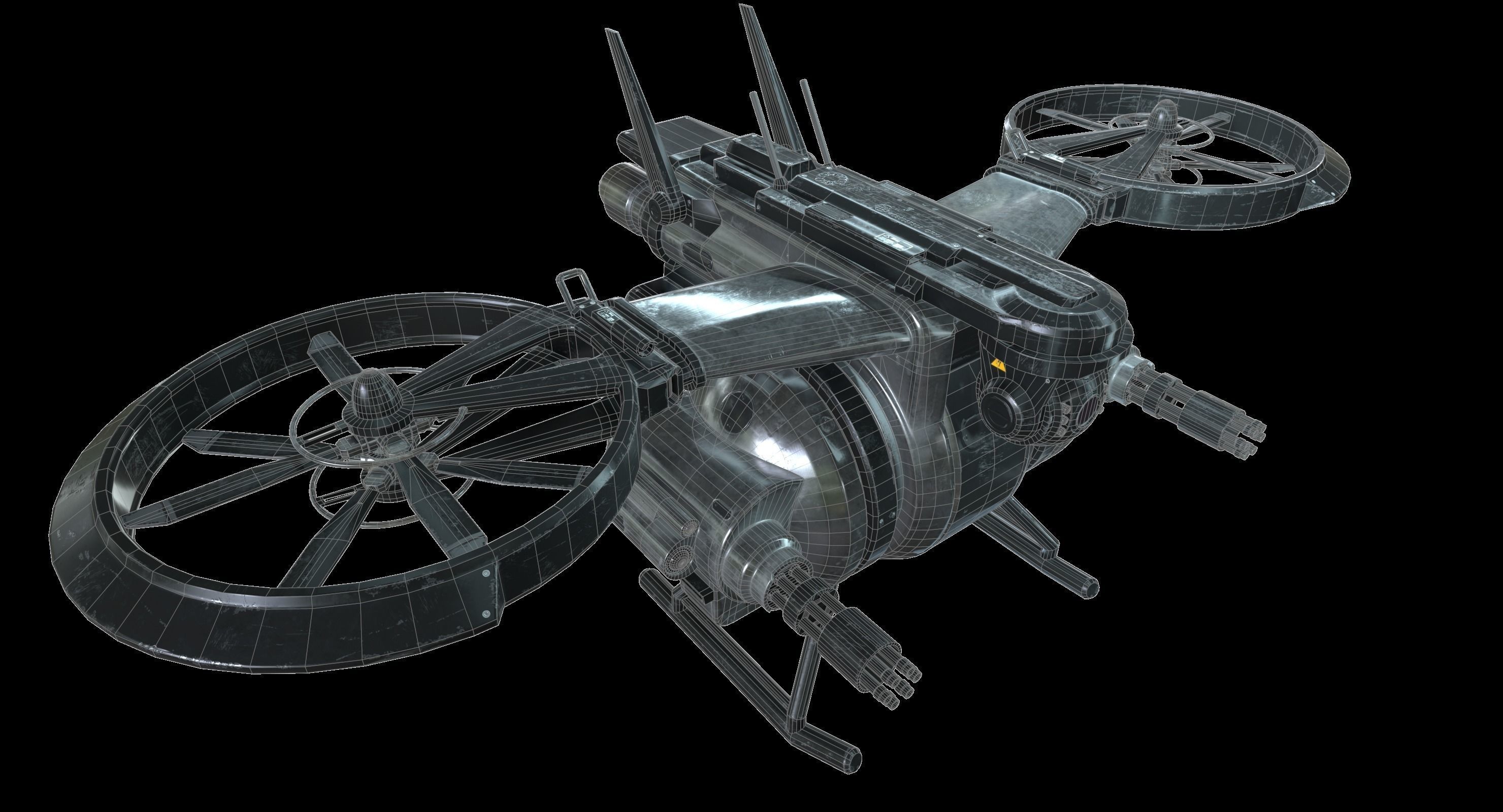 Drone Sci Fi Game Ready PBR Textures Low-poly 3D model_23