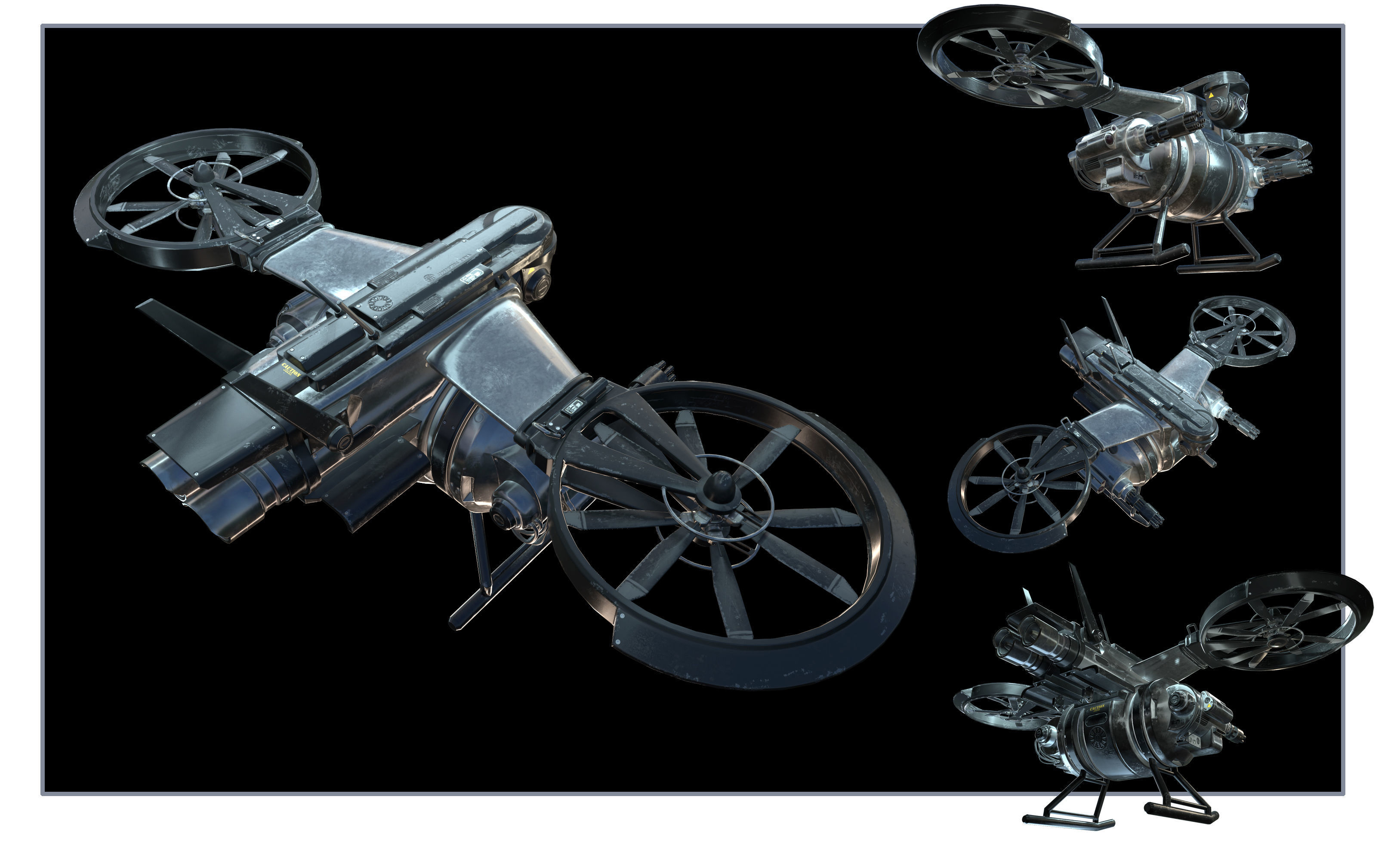 Drone Sci Fi Game Ready PBR Textures Low-poly 3D model_1