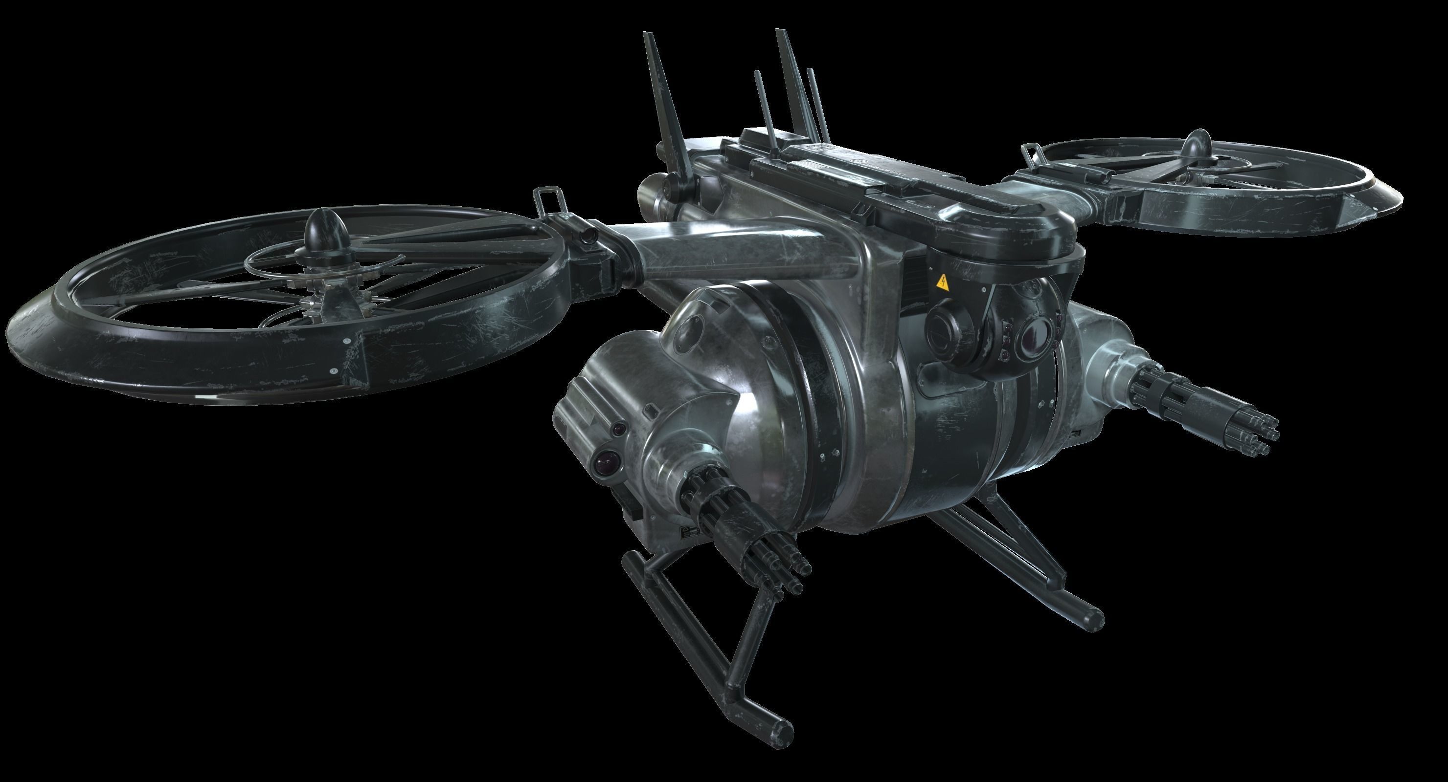 Drone Sci Fi Game Ready PBR Textures Low-poly 3D model_7