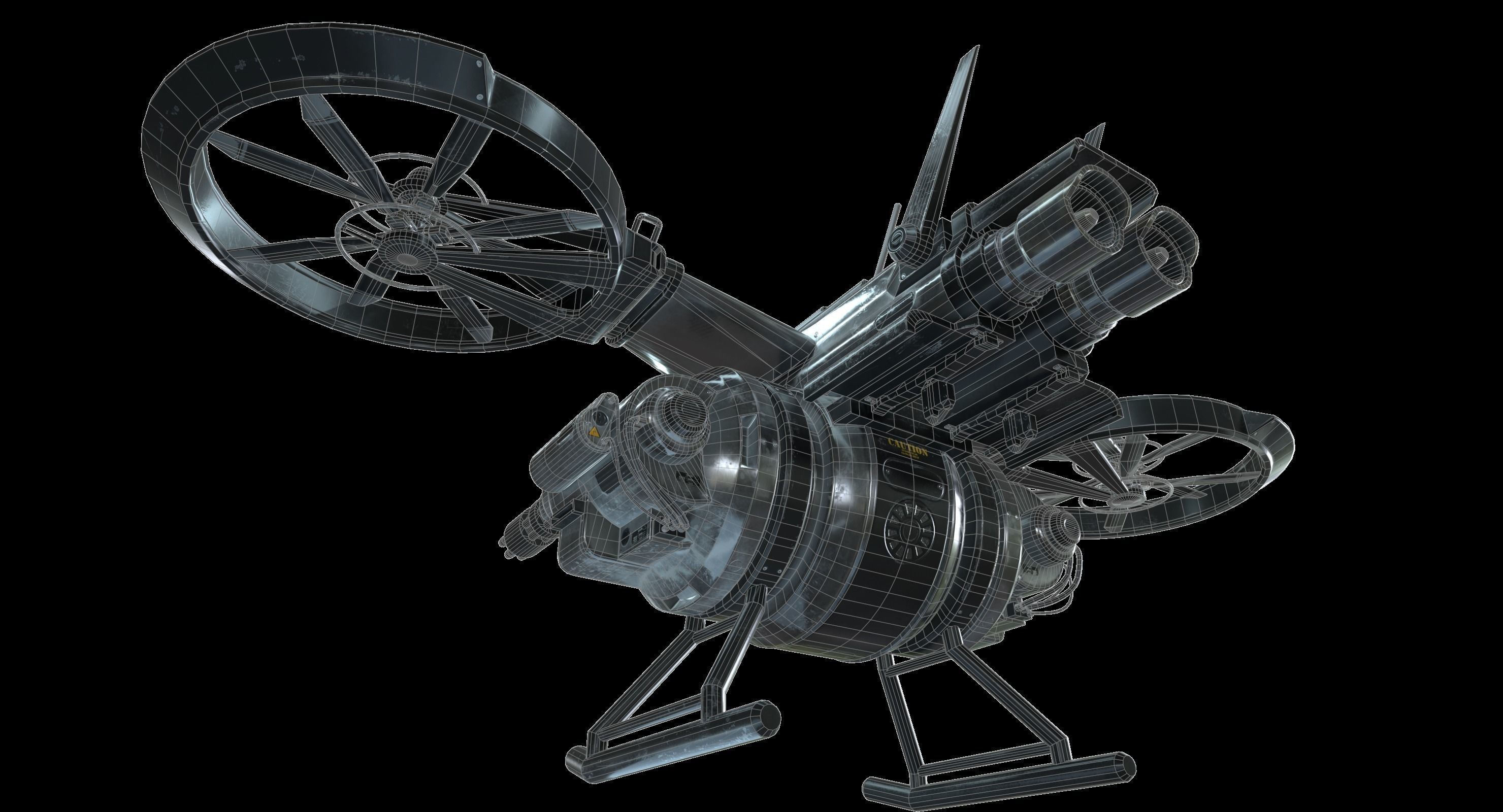 Drone Sci Fi Game Ready PBR Textures Low-poly 3D model_18