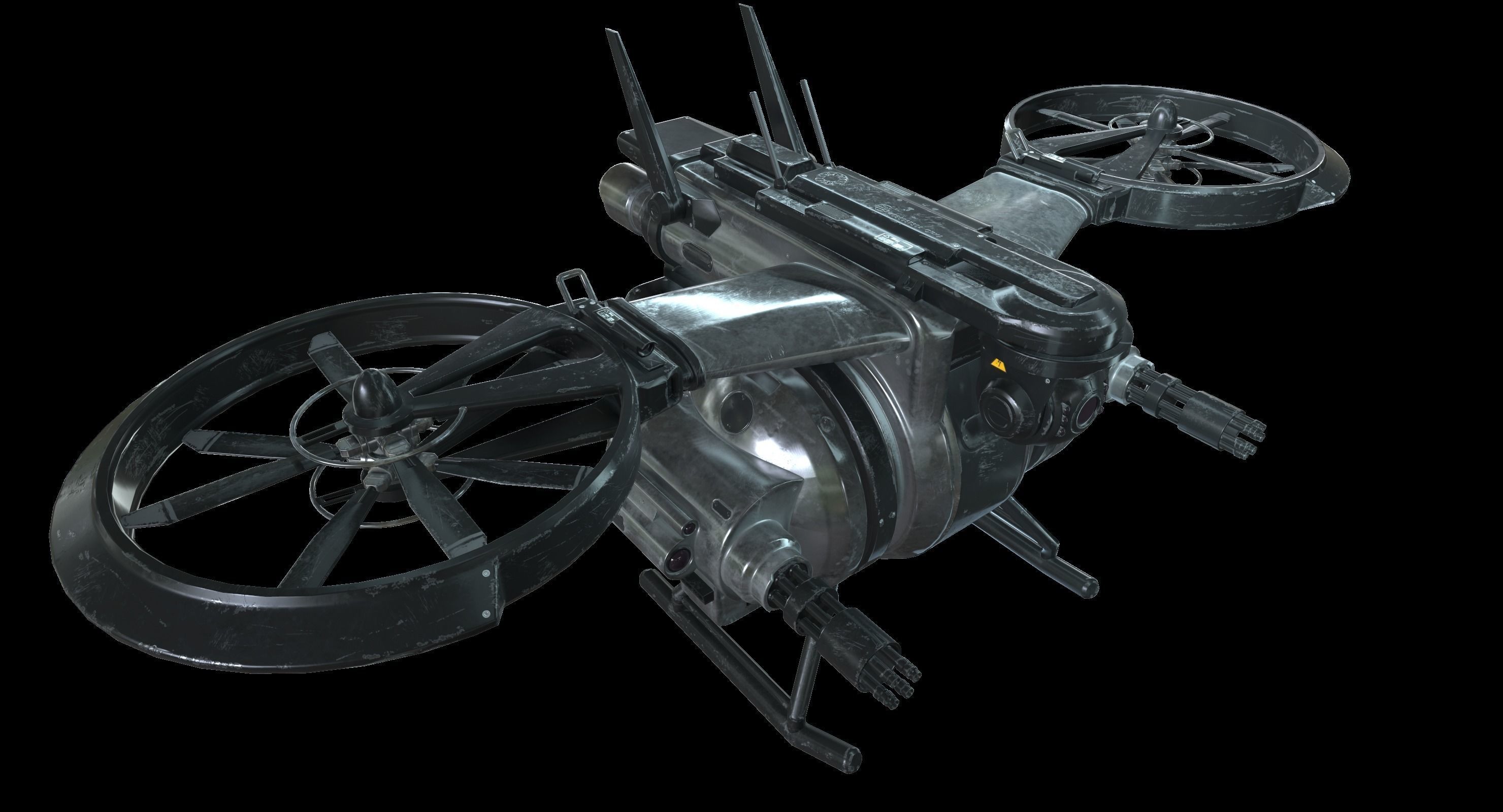 Drone Sci Fi Game Ready PBR Textures Low-poly 3D model_22