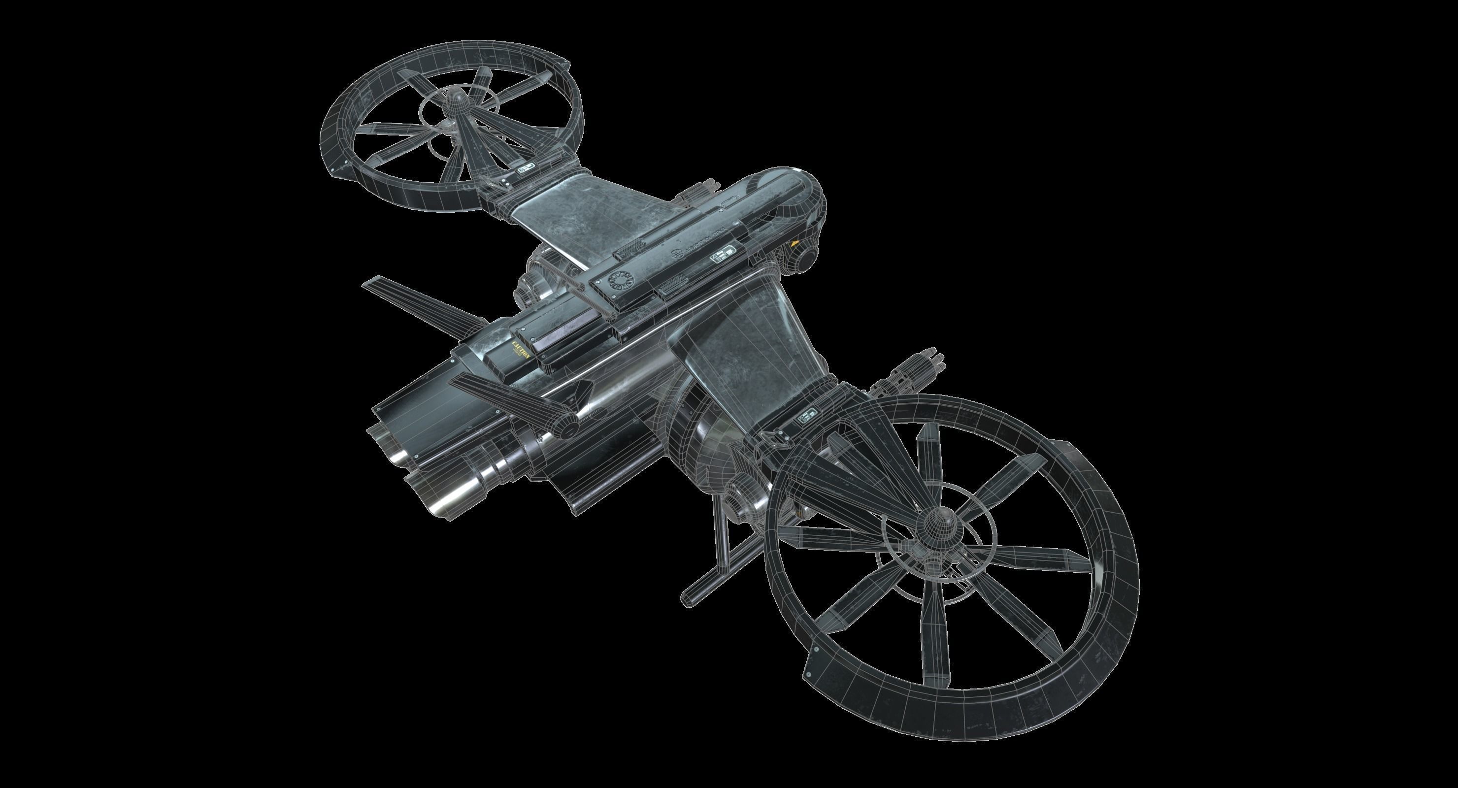 Drone Sci Fi Game Ready PBR Textures Low-poly 3D model_4