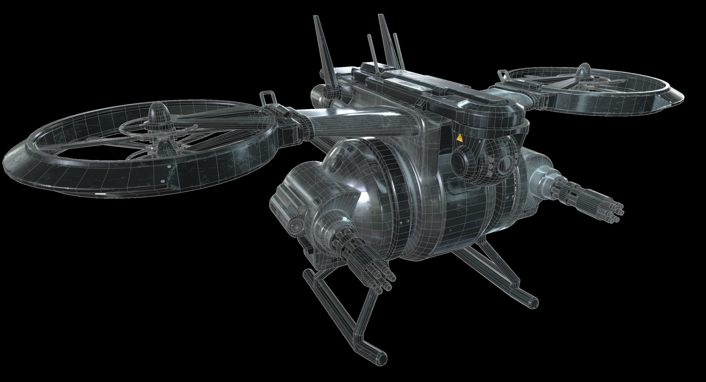 Drone Sci Fi Game Ready PBR Textures Low-poly 3D model_6