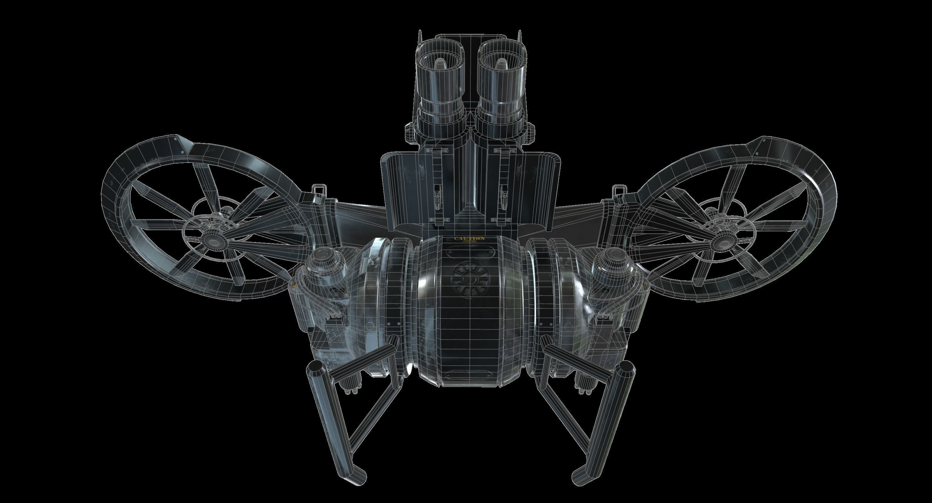 Drone Sci Fi Game Ready PBR Textures Low-poly 3D model_17
