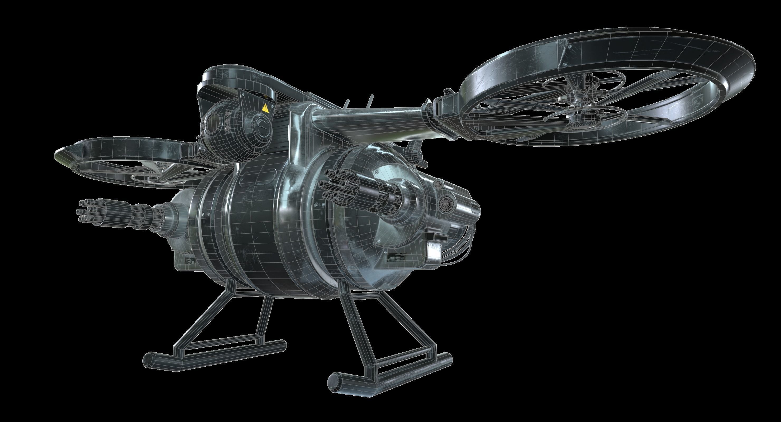 Drone Sci Fi Game Ready PBR Textures Low-poly 3D model_3