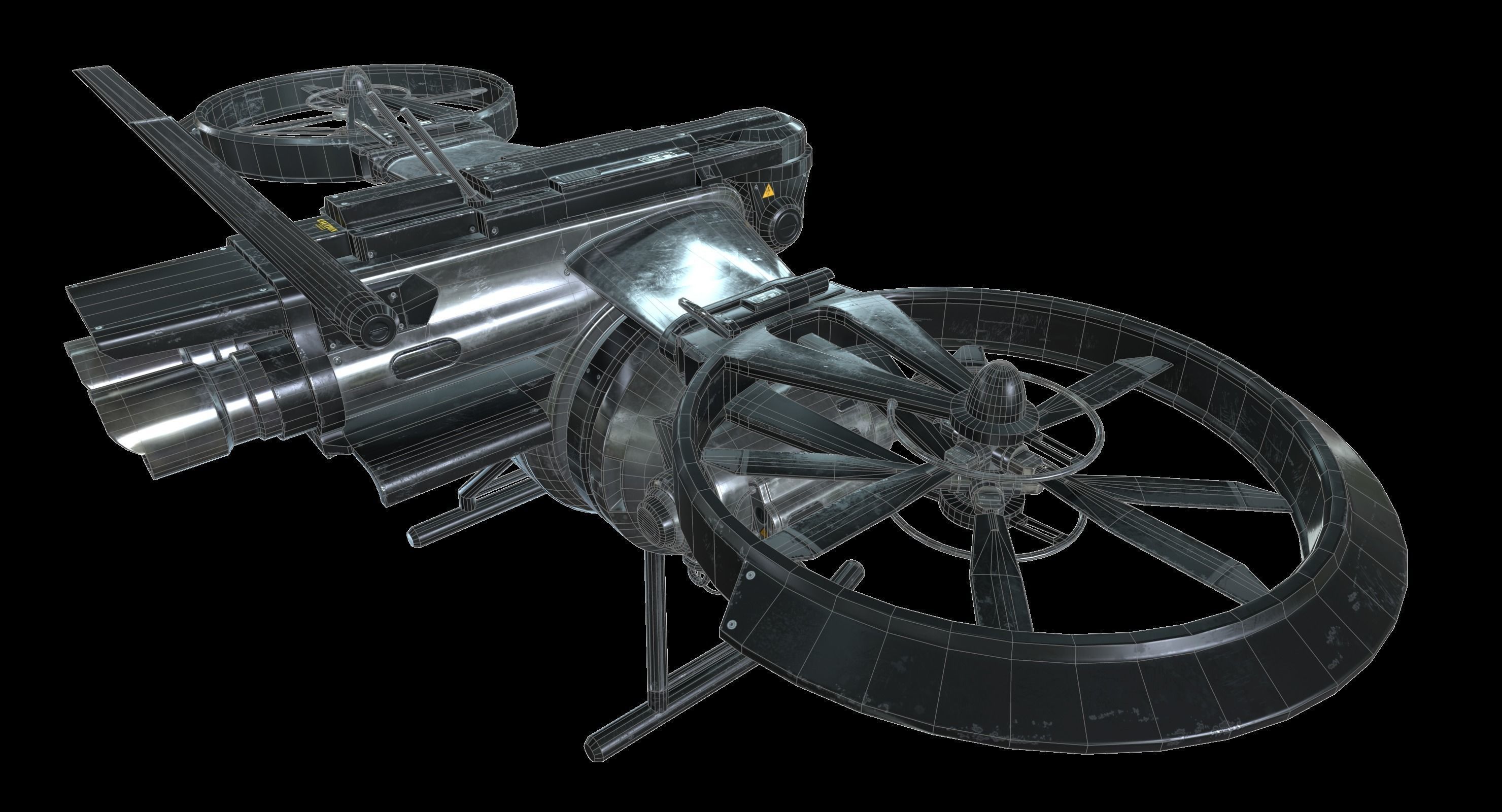 Drone Sci Fi Game Ready PBR Textures Low-poly 3D model_21