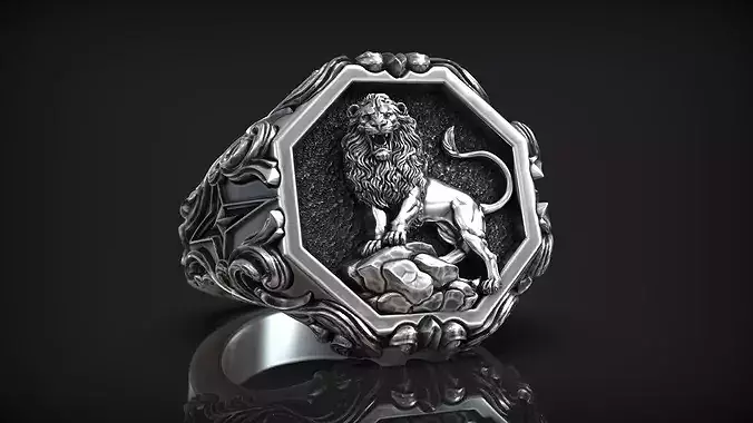 Leo Zodiac Sign Ring Antique Lion Astrology Signet