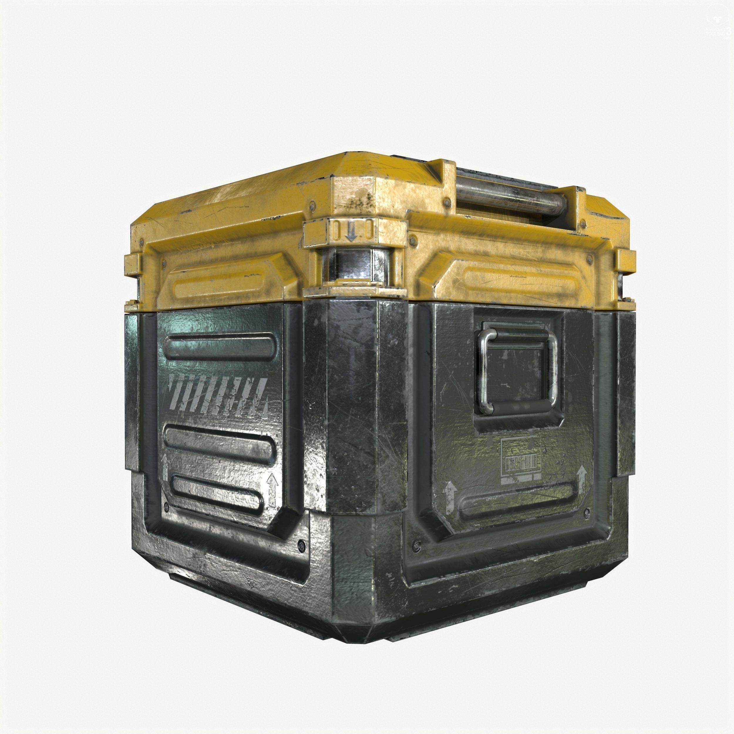 Sci-Fi Industrial Crate Collection Game Ready PBR Textures Low-poly 3D model_2