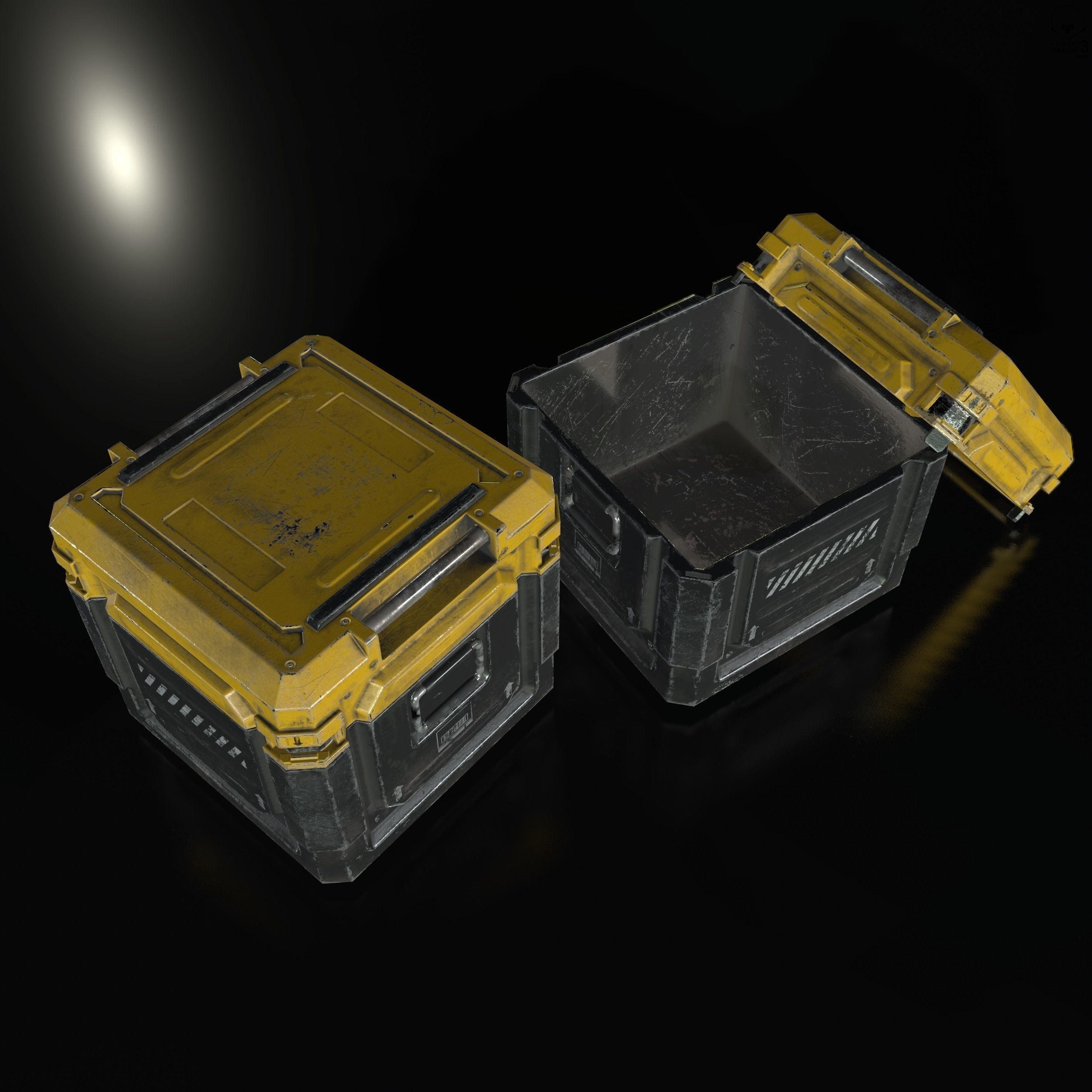 Sci-Fi Industrial Crate Collection Game Ready PBR Textures Low-poly 3D model_14