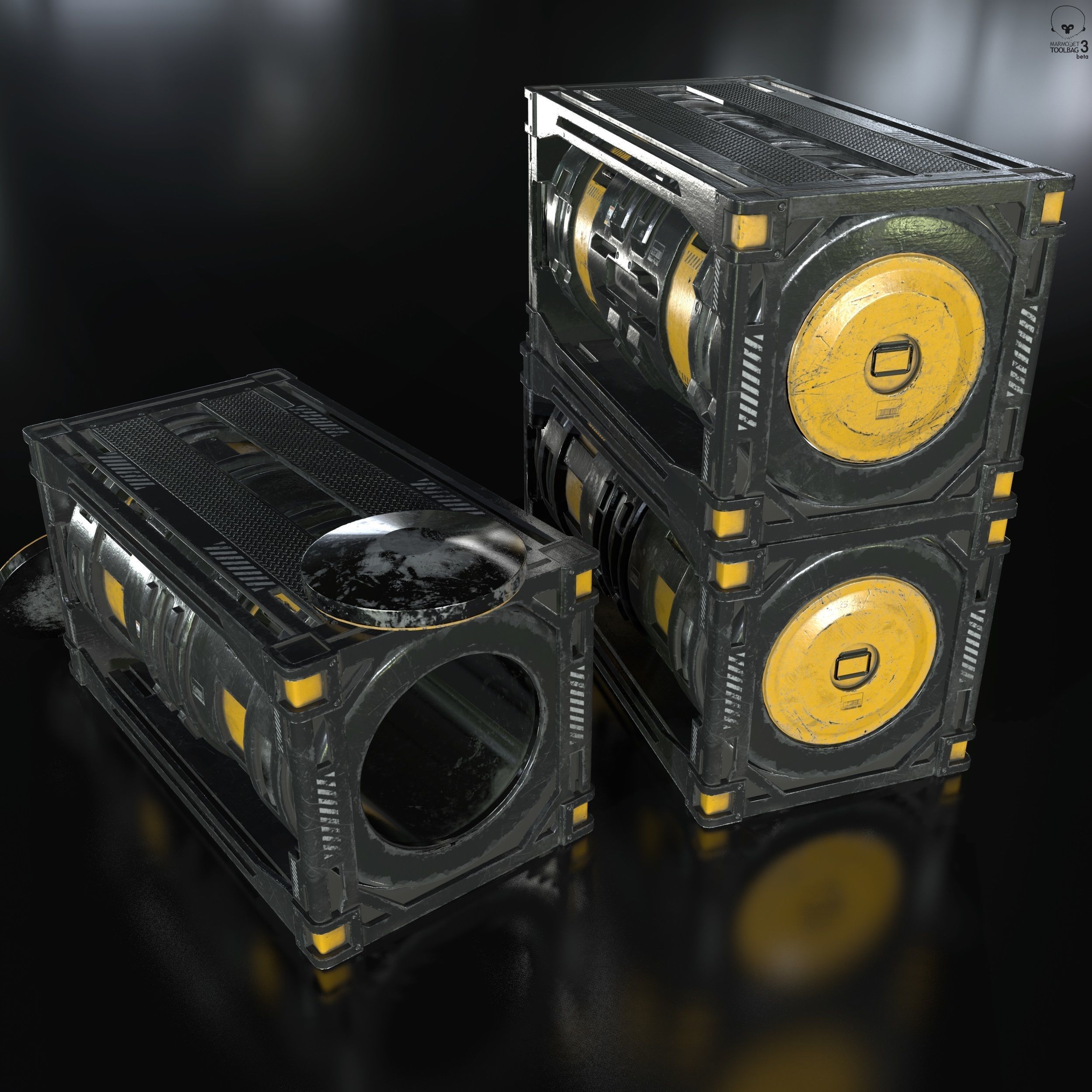 Sci-Fi Industrial Crate Collection Game Ready PBR Textures Low-poly 3D model_70