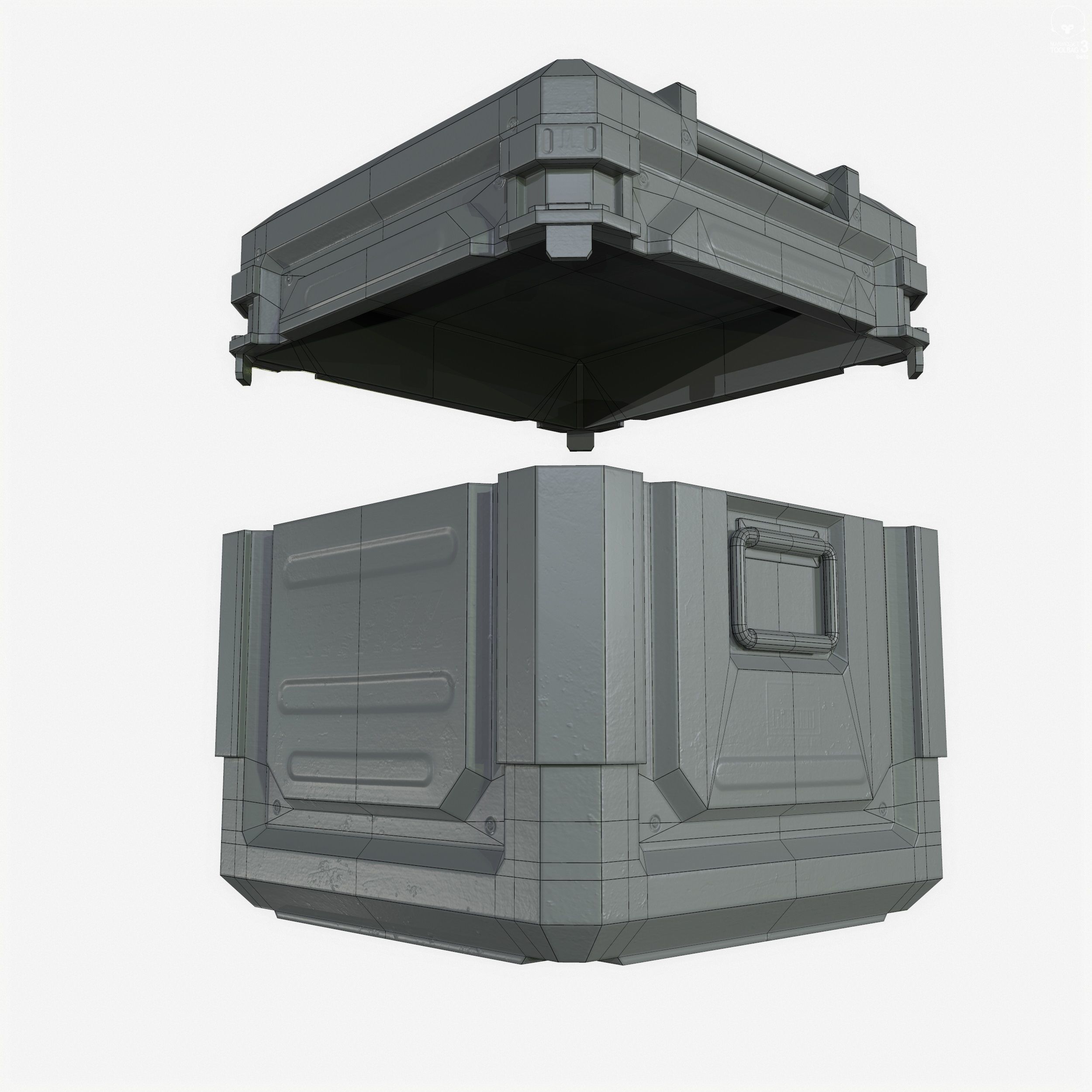 Sci-Fi Industrial Crate Collection Game Ready PBR Textures Low-poly 3D model_11