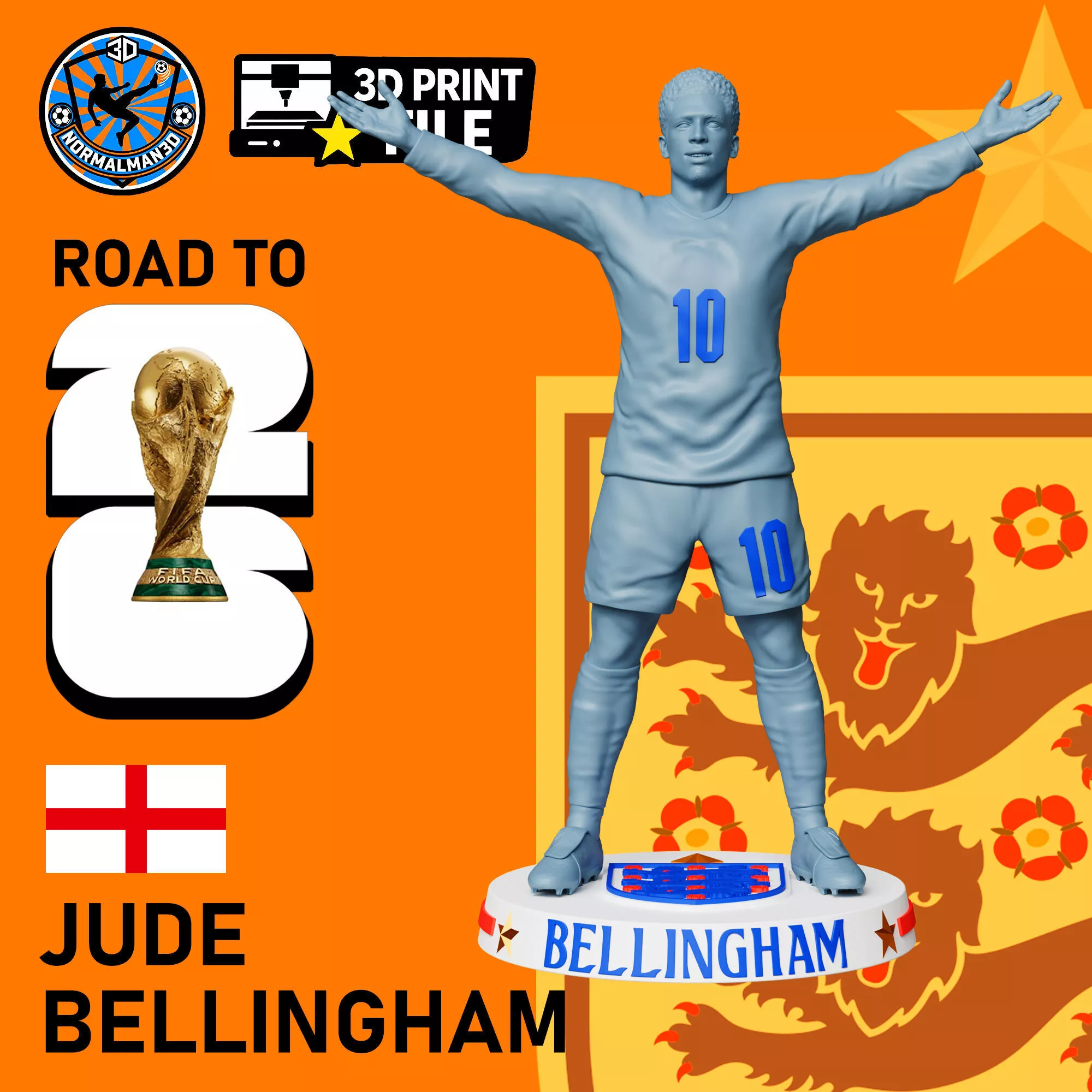Jude Bellingham England 3D Printable Figure World Cup 2026 3D print model