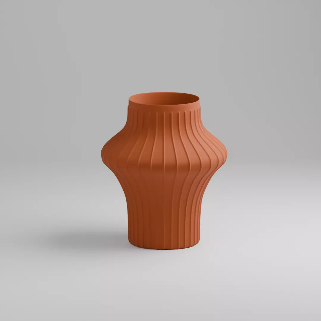 Modern Ribbed Vase - 3D Printable Decorative Planter STL Free 3D print model