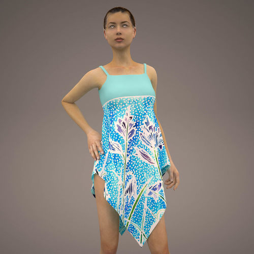 Batik Dress Low-poly 3D model