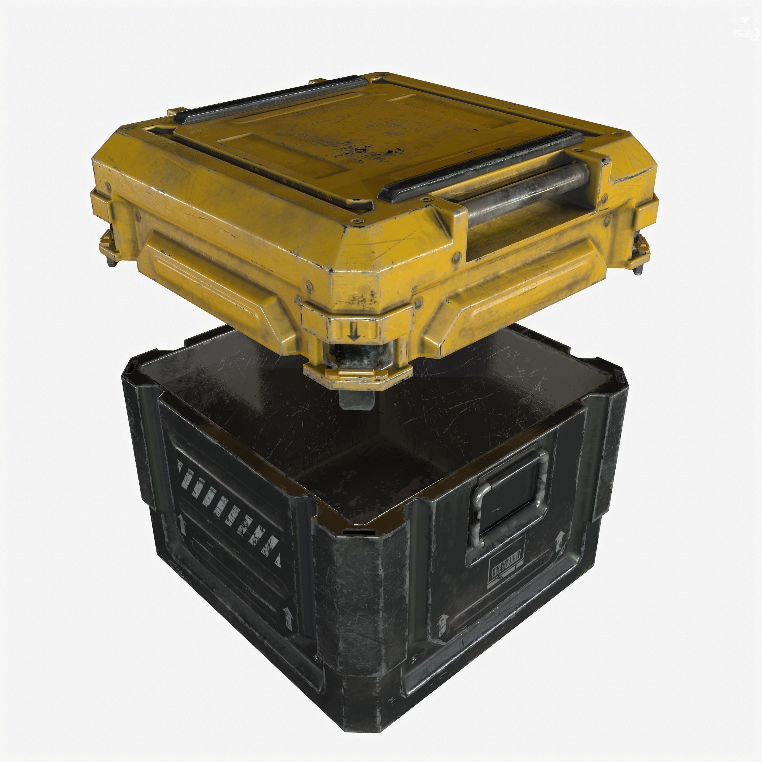 Sci-Fi Industrial Crate Game Ready PBR Textures Low-poly 3D model_11
